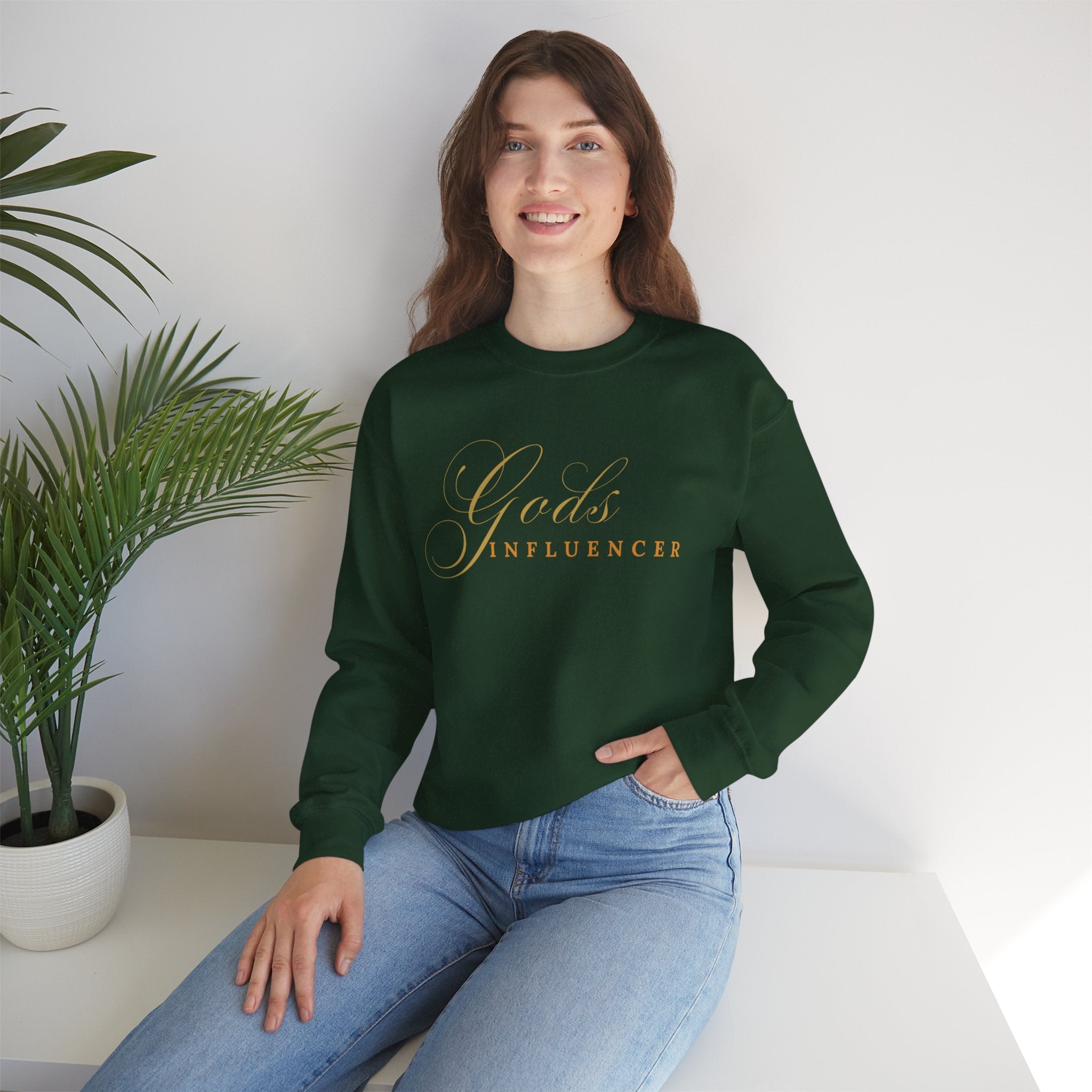 "God's Influencer" Script Christian Crewneck, Spiritual Christmas Feel, Faith