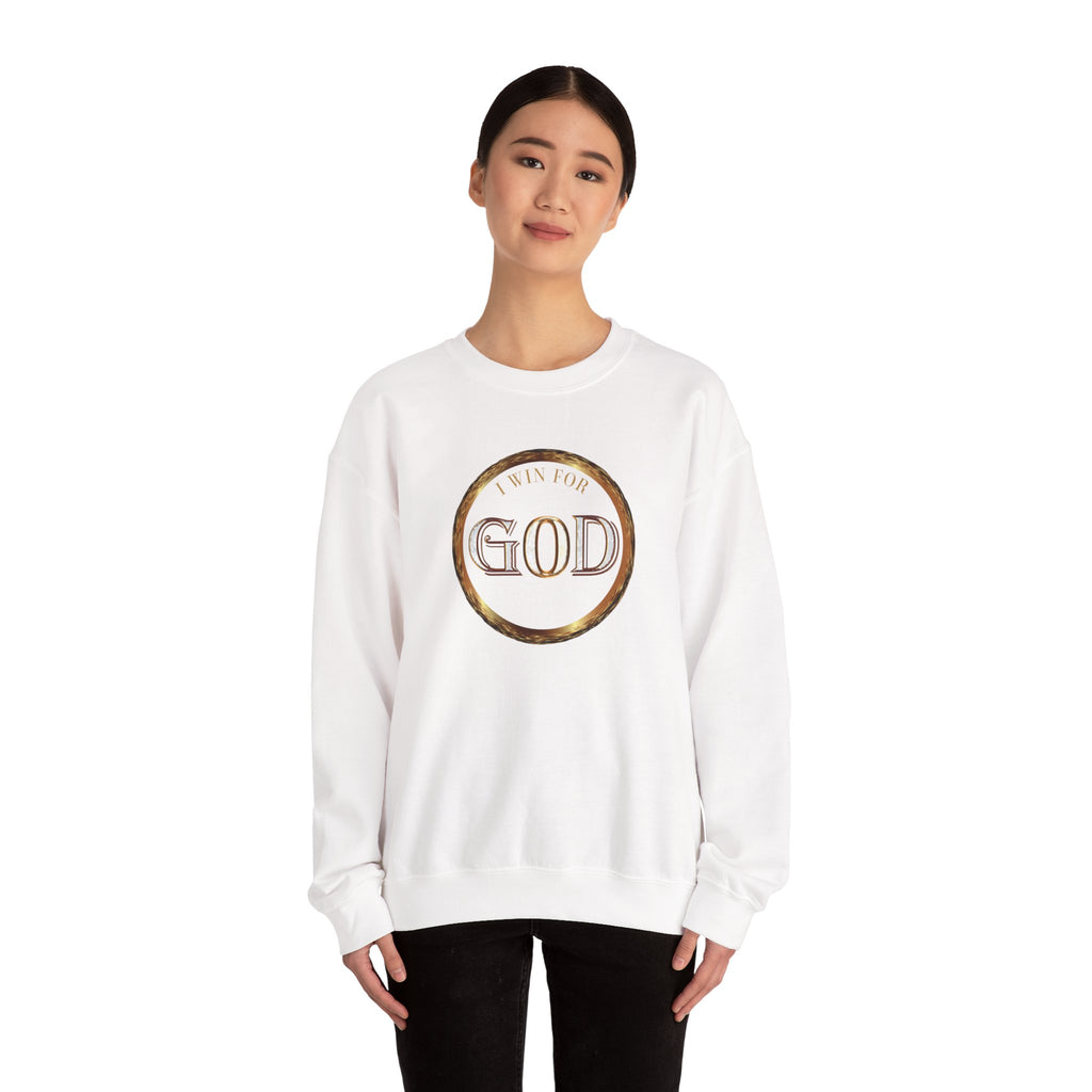 I Win For God Crewneck Sweatshirt — Christian Faith Inspirational Pullover