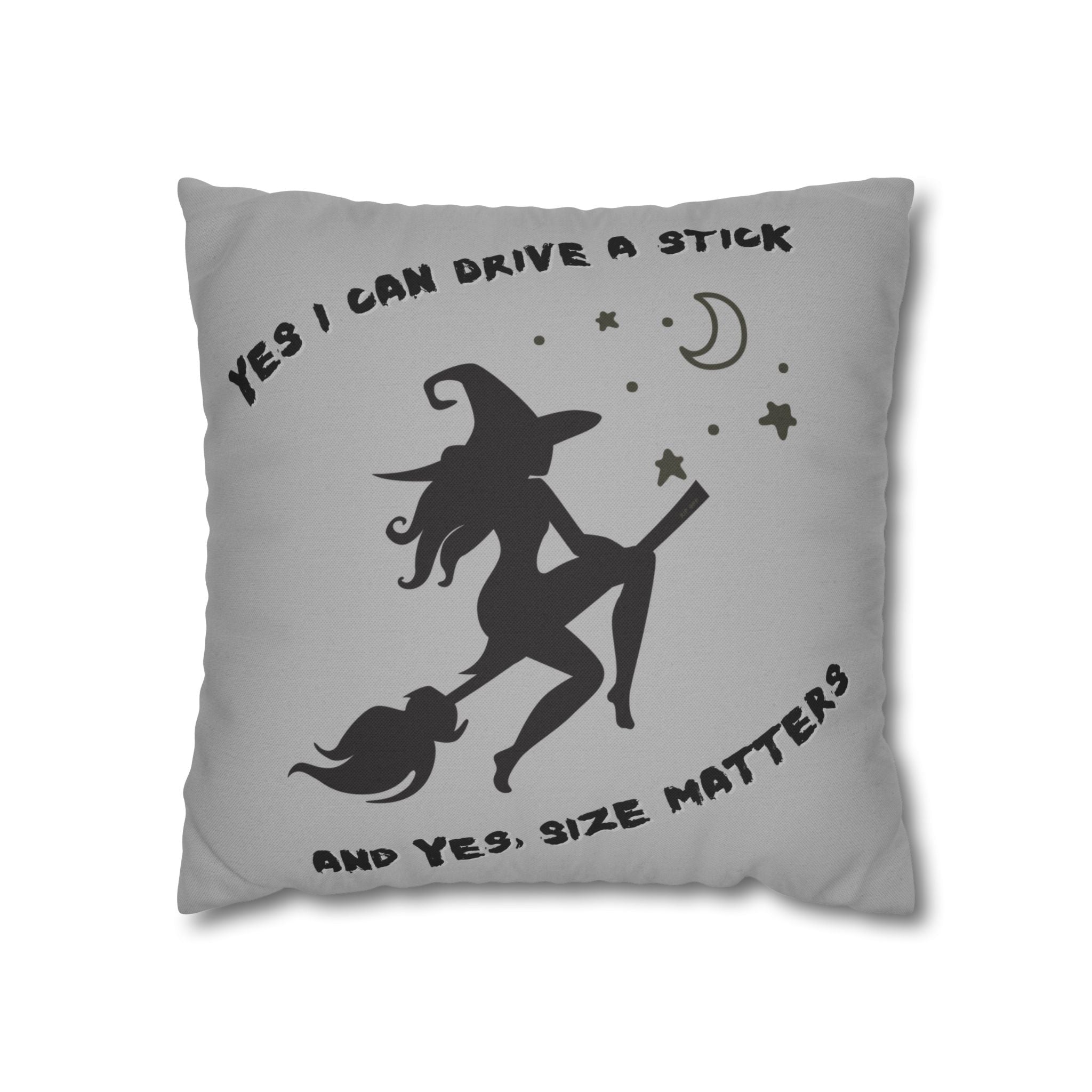 "Yes I drive stick" + "High Heel Witch" - Reversible Halloween Pillow cover, 3 sizes