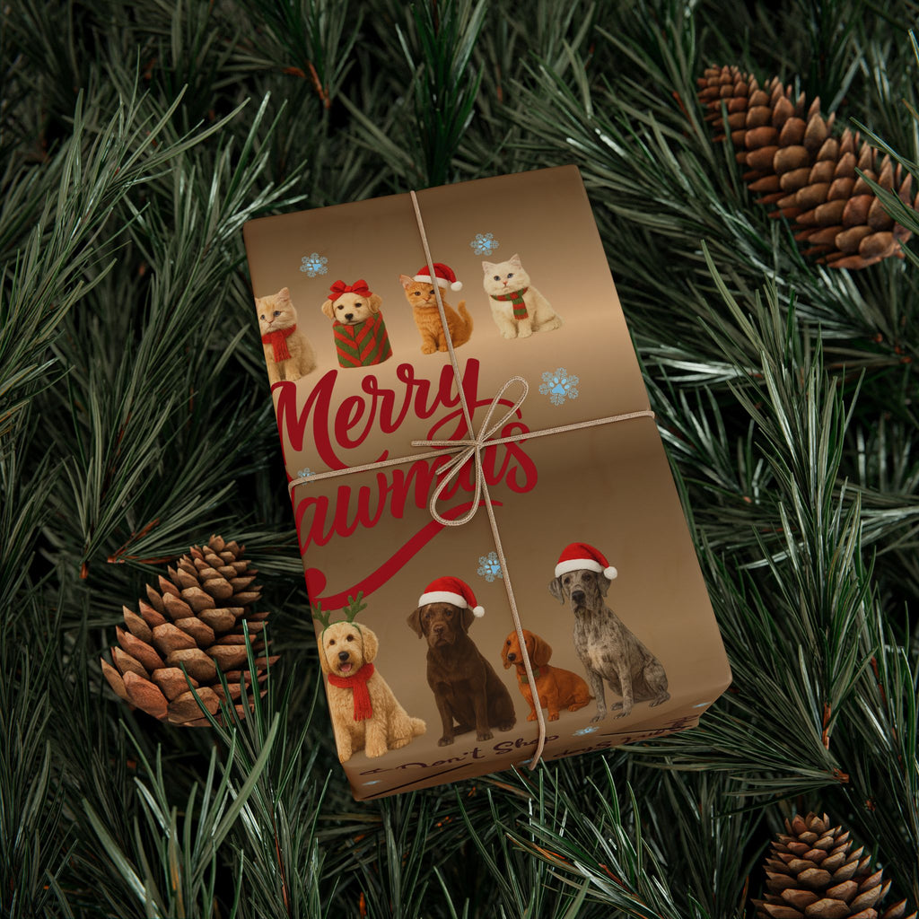 Merry Pawmas Dog Christmas Wrapping Paper- Supporting Animal Rescues, Adopt don't Shop