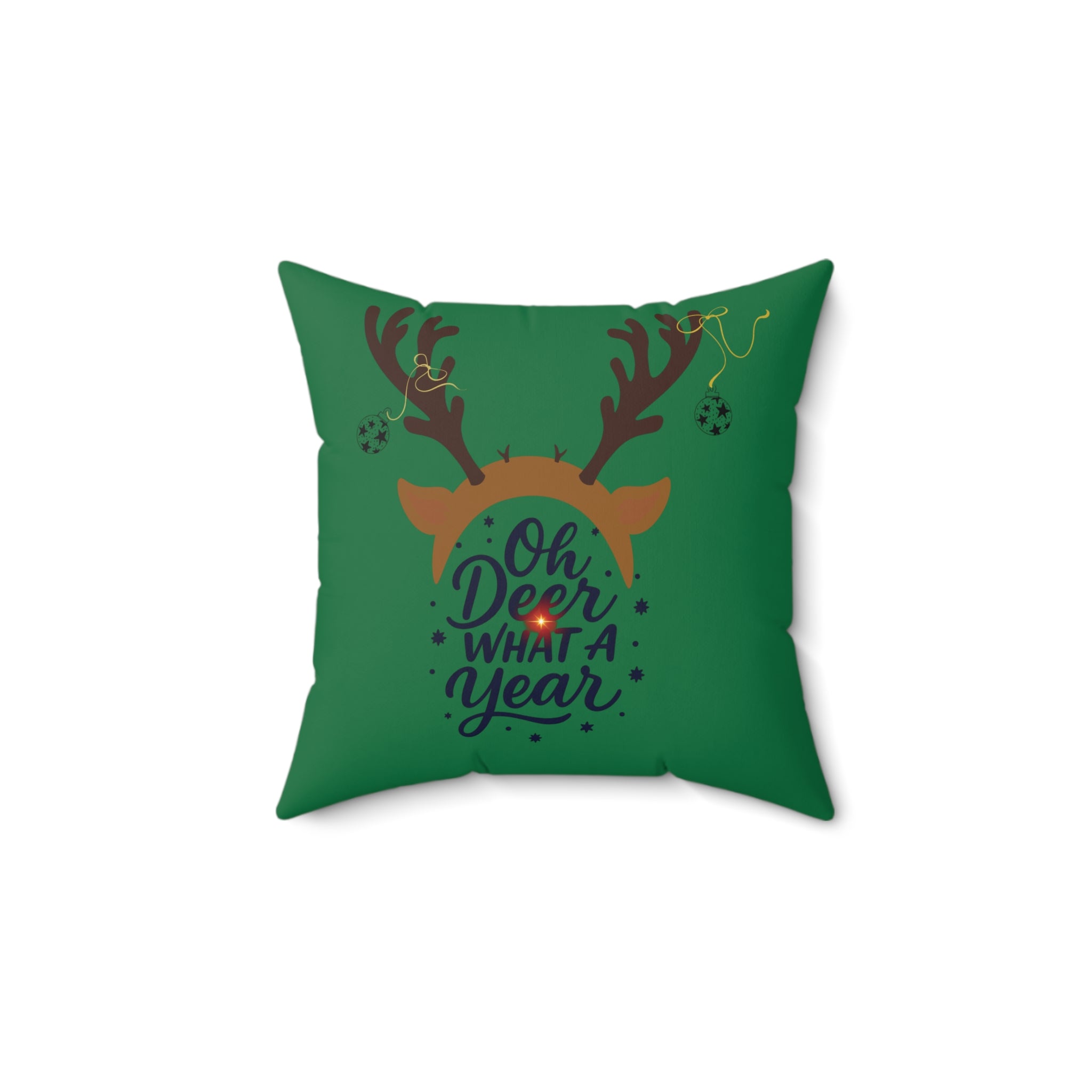 Christmas Reindeer & Tree Funny Saying Pillow — Faux Suede Double-Sided Holiday Throw Pillow