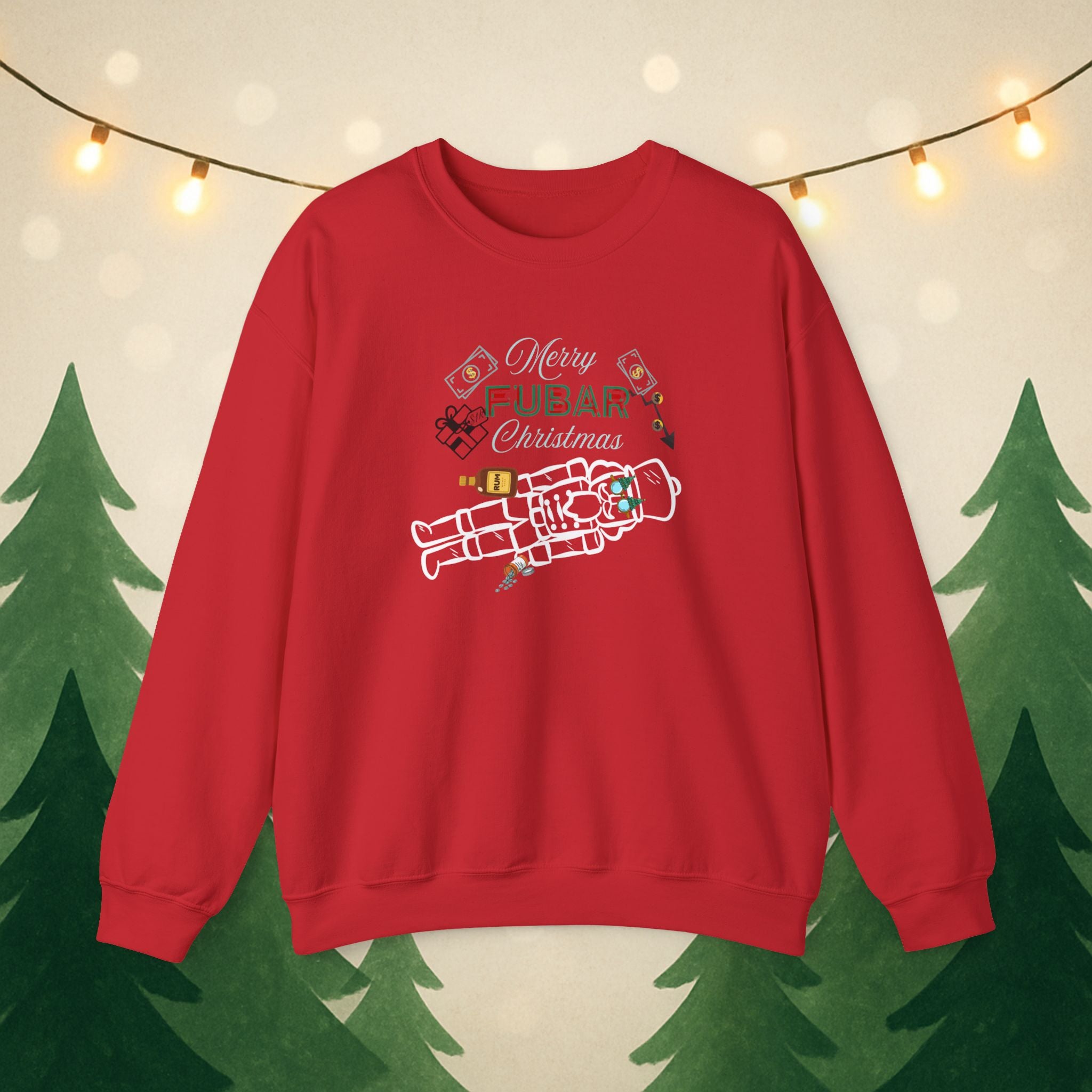 Nutty Nutcracker "Fubar" Christmas Crewneck Sweatshirt — Festive Holiday Sweater, Funny, Gift for Her or Him