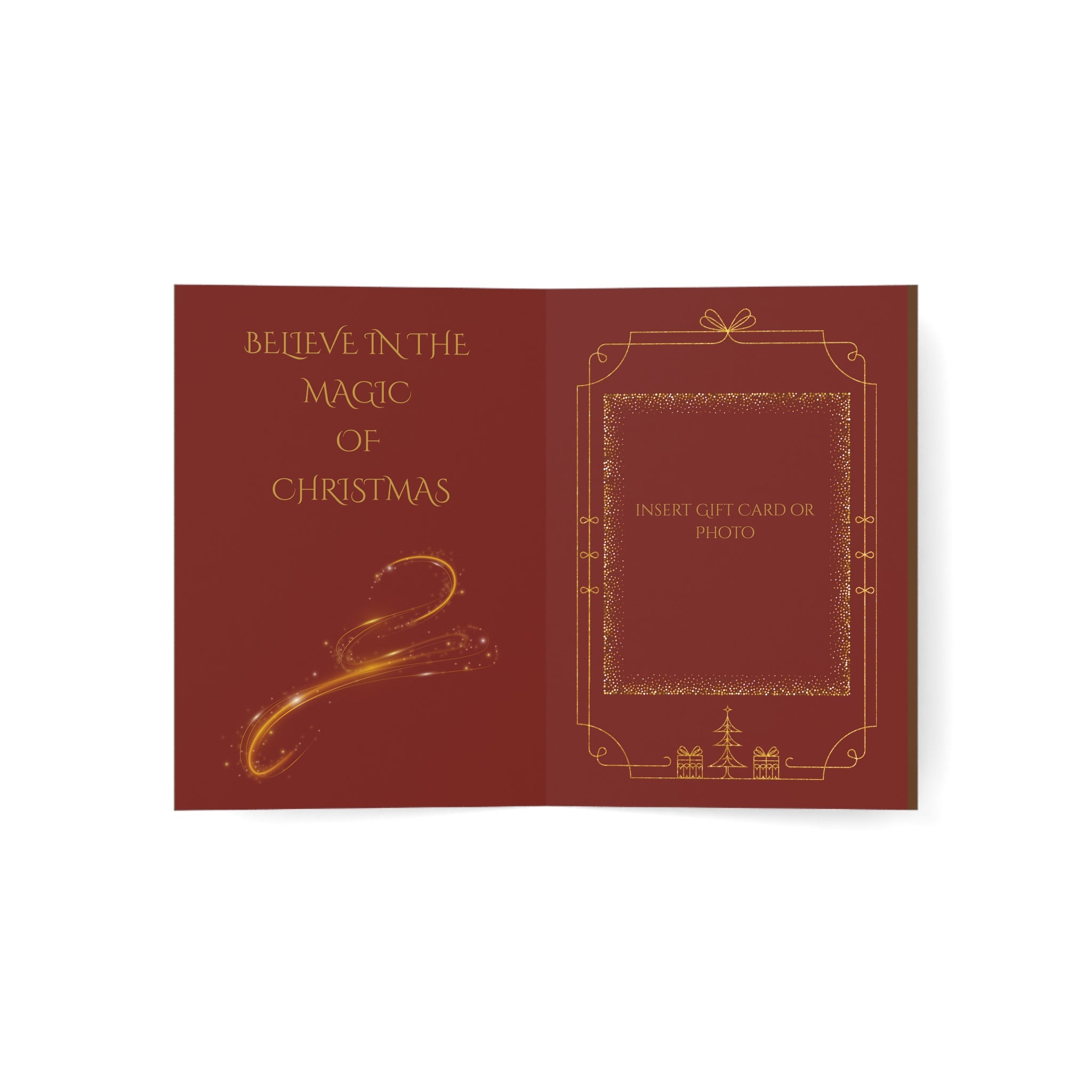 Personalized Holiday Santa Greeting Card Mushroom Theme— "Wishing U Magical Christmas" (Bulk Packs: (10/30/50)