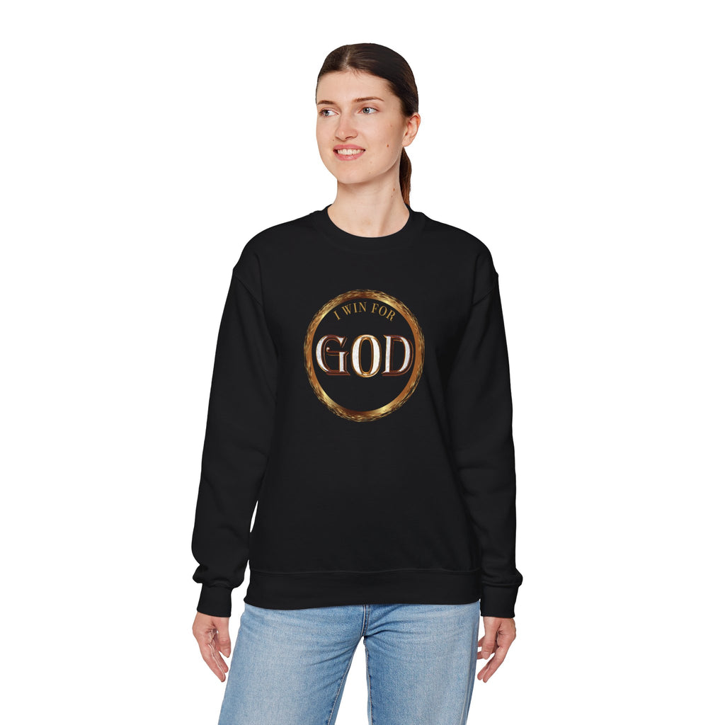 I Win For God Crewneck Sweatshirt — Christian Faith Inspirational Pullover