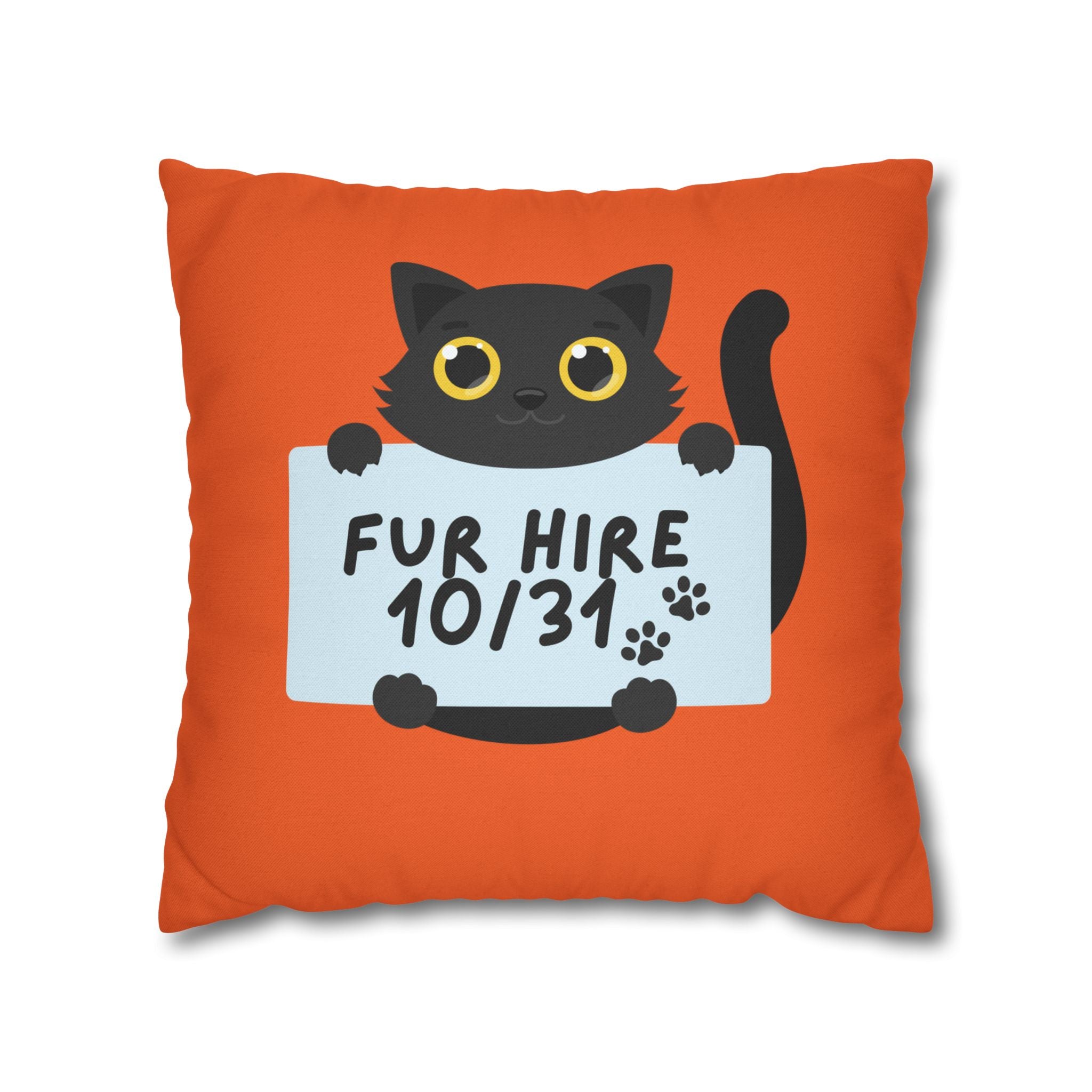 "Feral" and " Fur Hire" Cat Reversible Halloween Pillowcase, 3 sizes