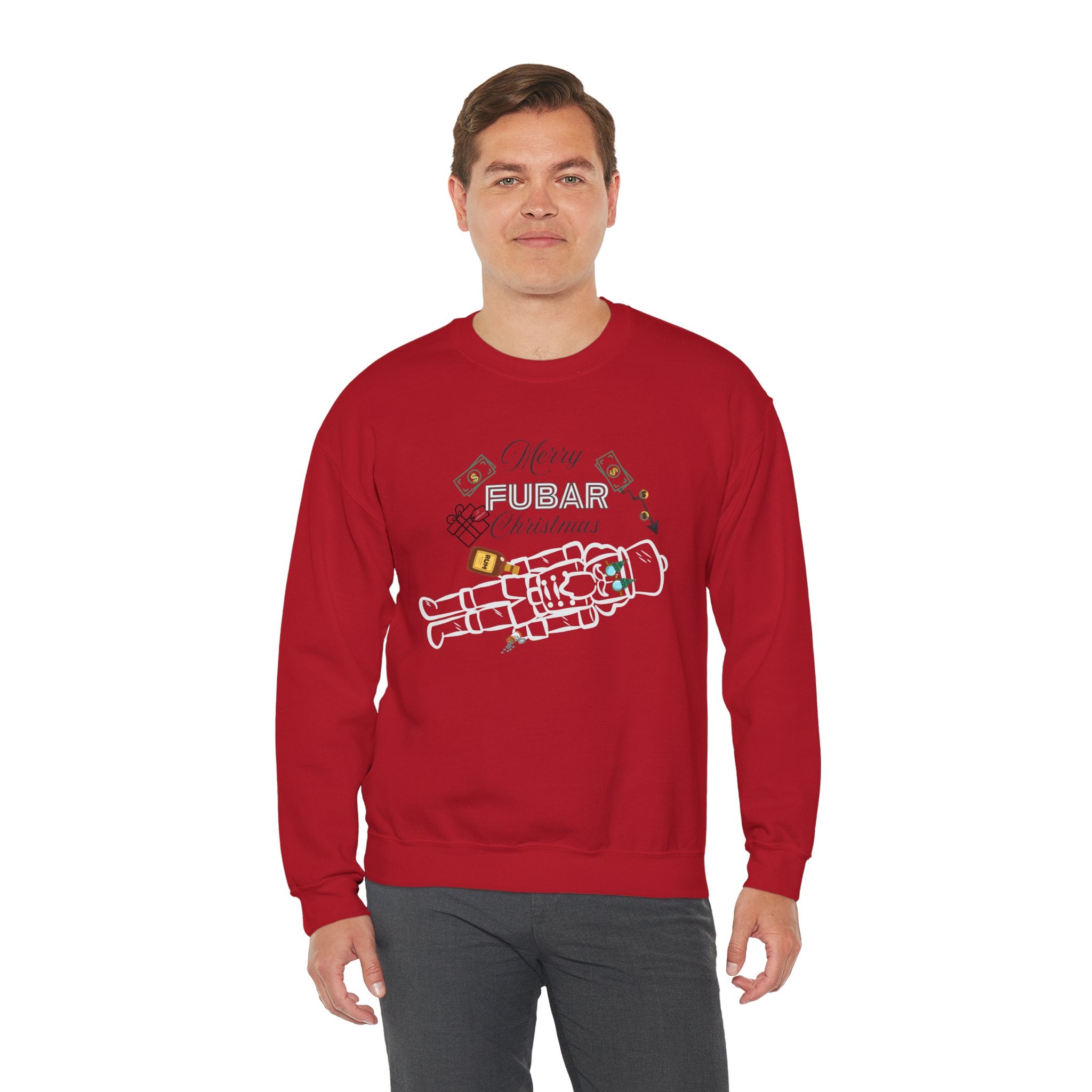 Nutty Nutcracker "Fubar" Christmas Crewneck Sweatshirt — Festive Holiday Sweater, Funny, Gift for Her or Him