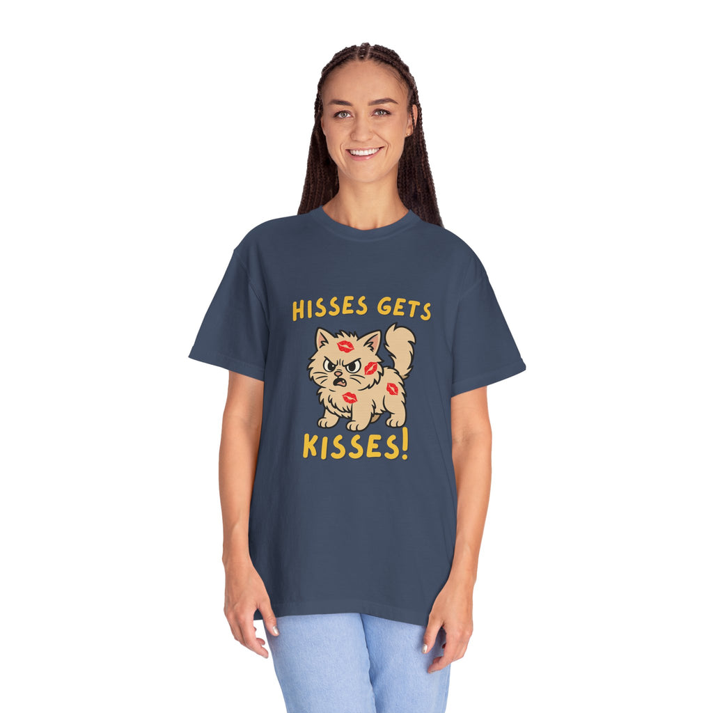 "Hisses Gets Kisses" Unisex Garment-Dyed T-Shirt,  Animal Lover Gift, Supporting Animal Rescues