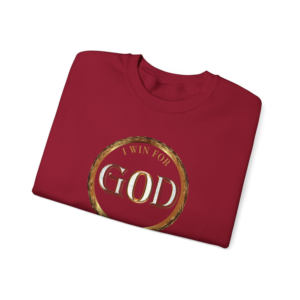 I Win For God Crewneck Sweatshirt — Christian Faith Inspirational Pullover