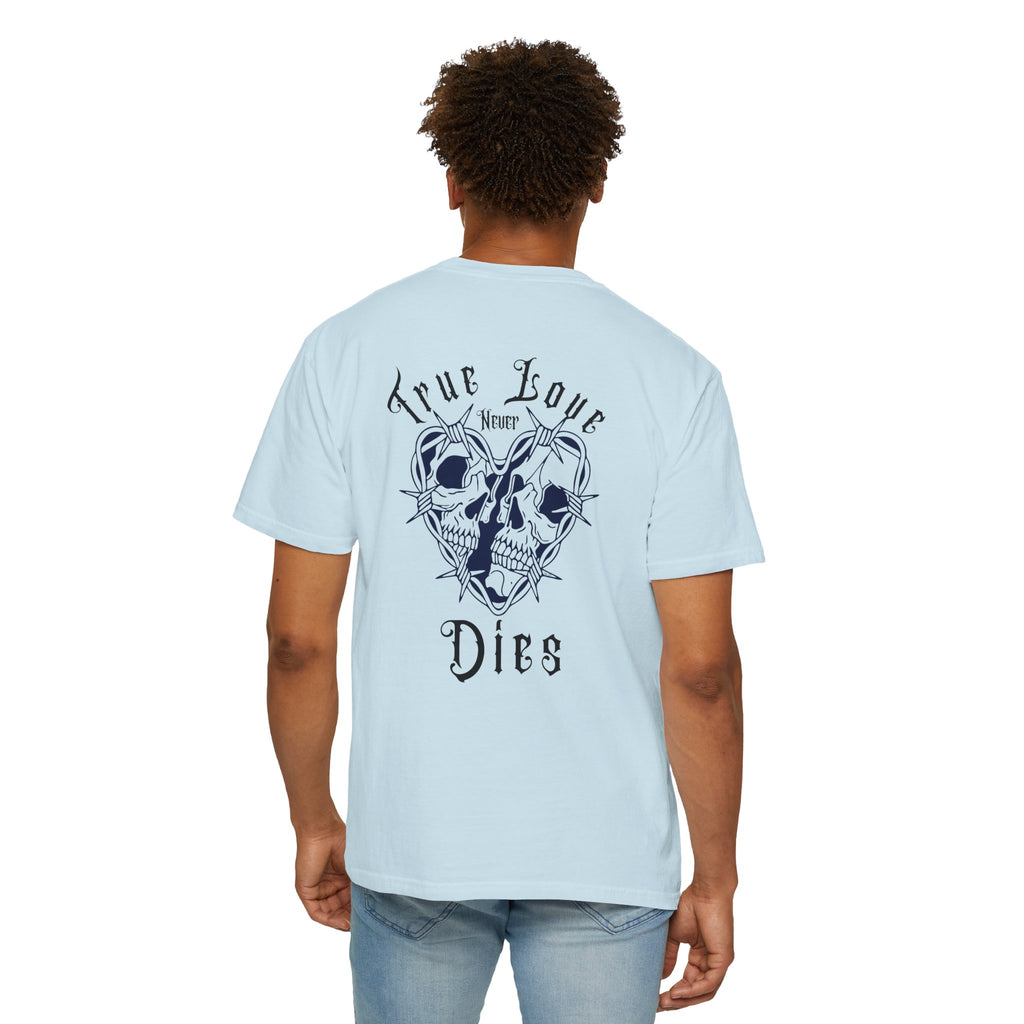 " True Love Never Dies" Halloween Personalized Skull Graphic Tee, Fun Gift for Him or Her