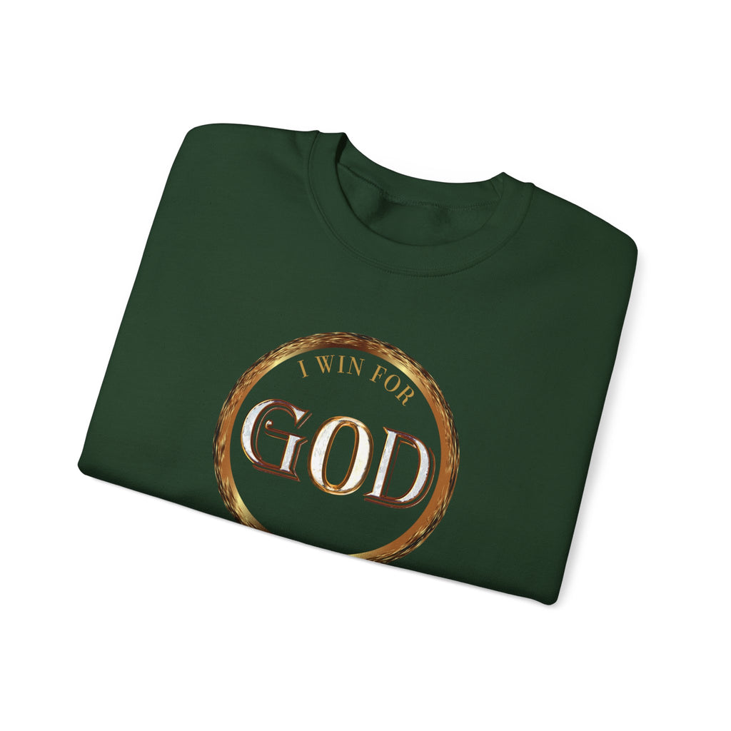 I Win For God Crewneck Sweatshirt — Christian Faith Inspirational Pullover