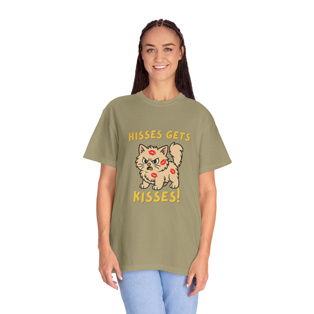 "Hisses Gets Kisses" Unisex Garment-Dyed T-Shirt,  Animal Lover Gift, Supporting Animal Rescues