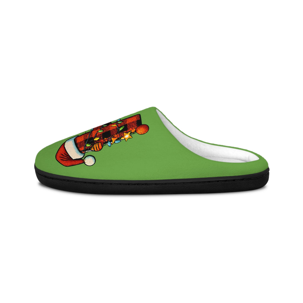 Men's indoor Christmas OH/ HO Slippers- Personalized initials, green, holidays gifts for him