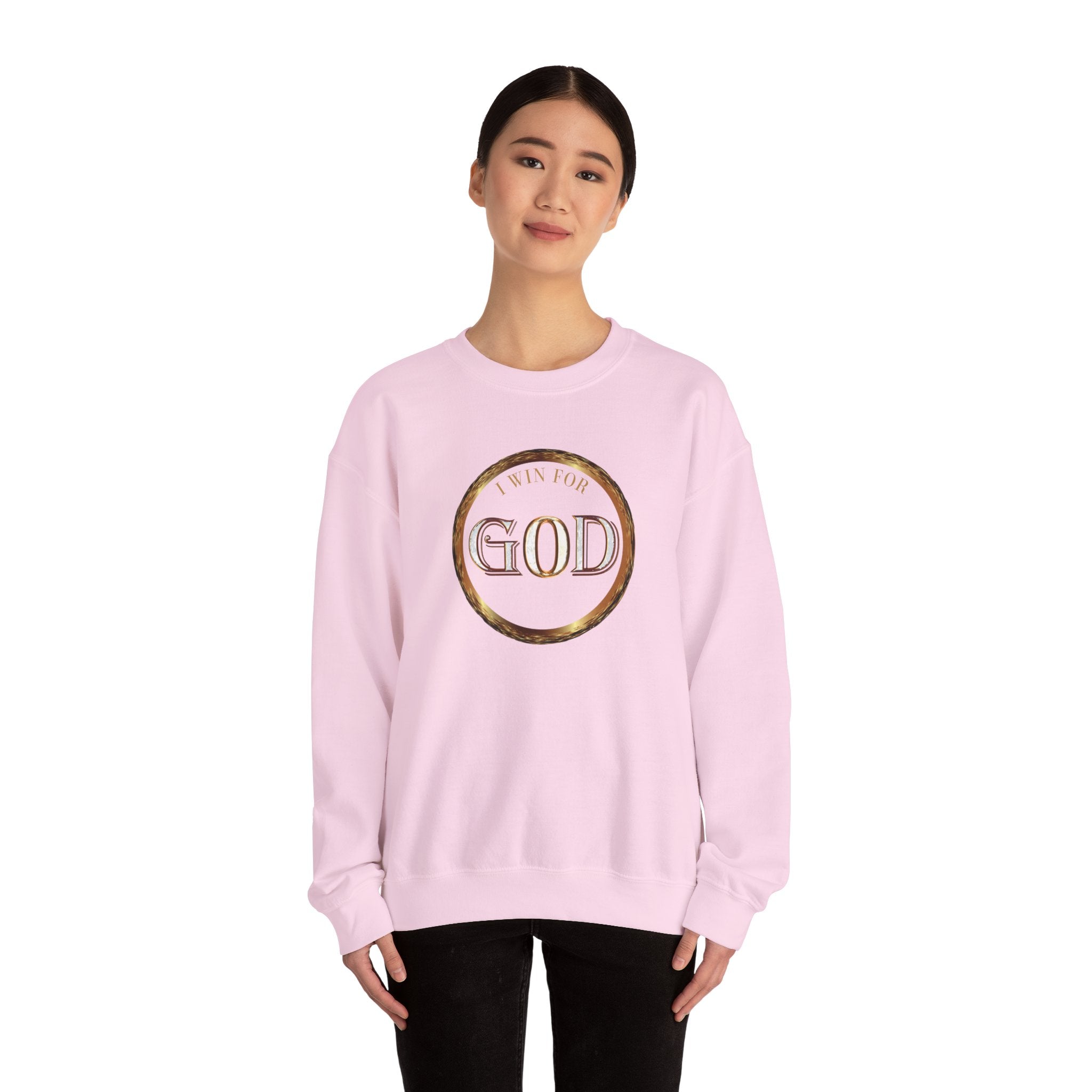 I Win For God Crewneck Sweatshirt — Christian Faith Inspirational Pullover