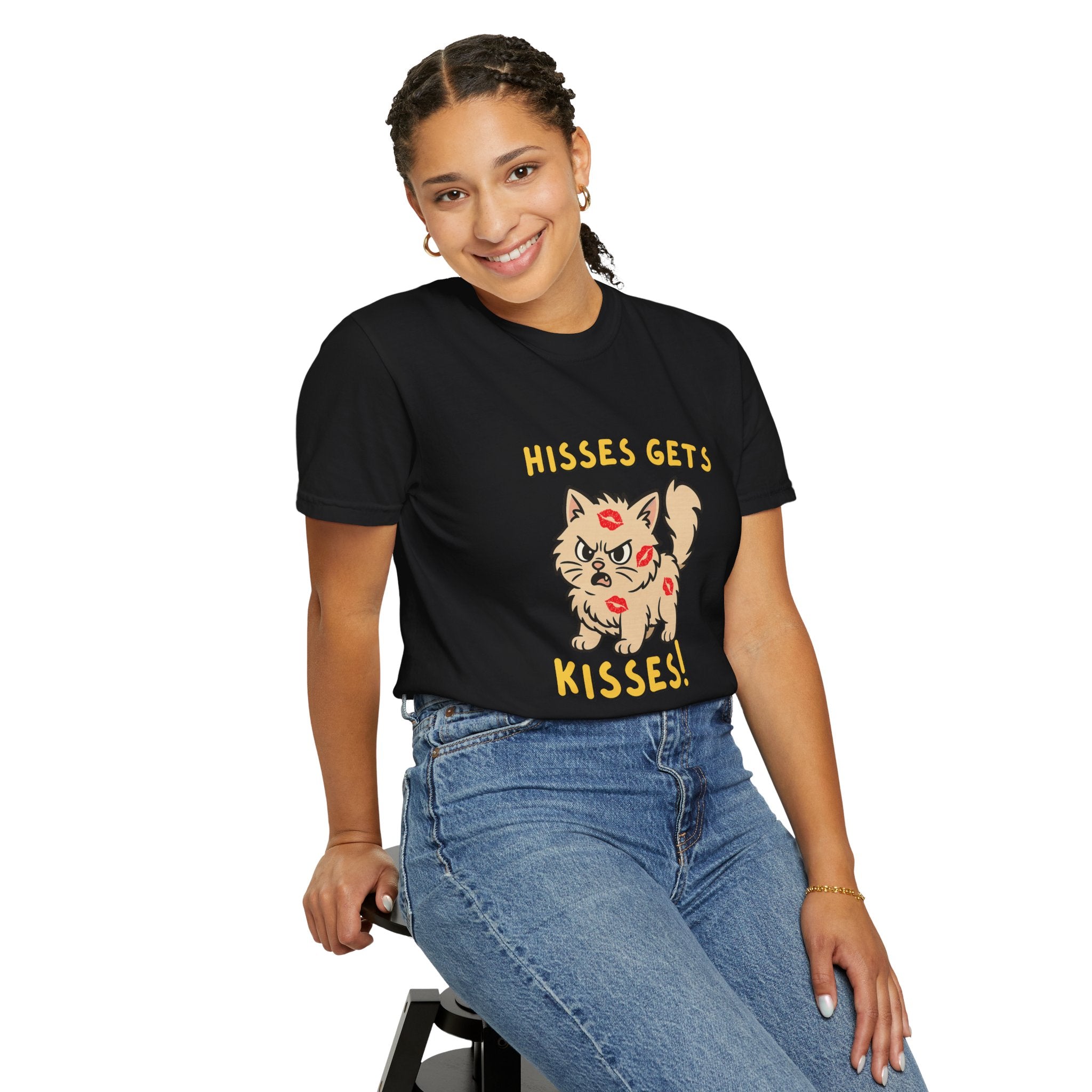 "Hisses Gets Kisses" Unisex Garment-Dyed T-Shirt,  Animal Lover Gift, Supporting Animal Rescues