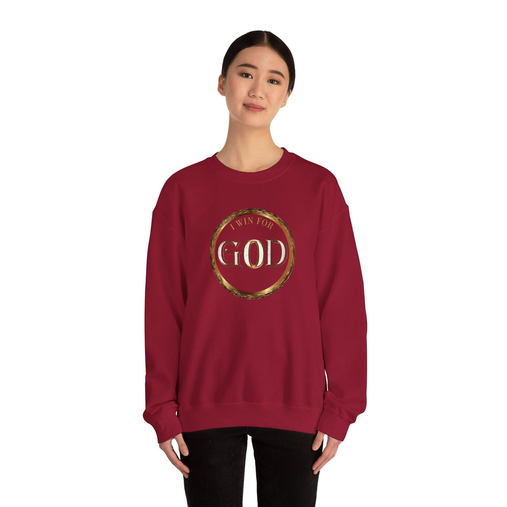 I Win For God Crewneck Sweatshirt — Christian Faith Inspirational Pullover