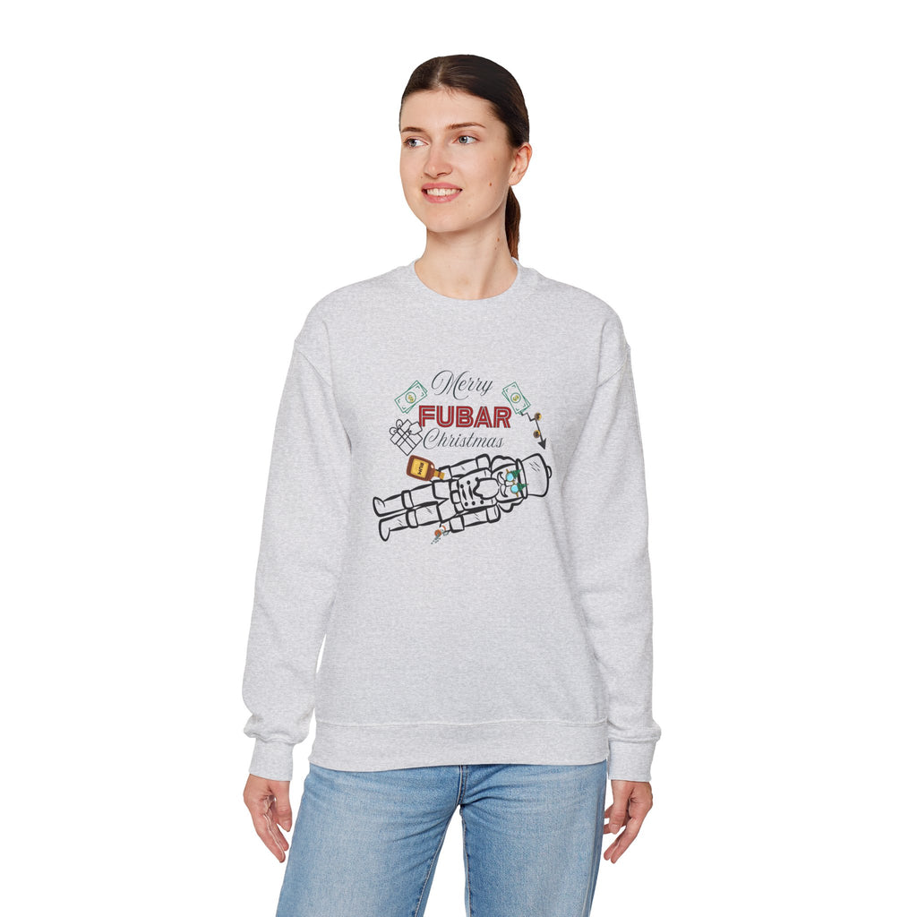 Nutty Nutcracker "Fubar" Christmas Crewneck Sweatshirt — Festive Holiday Sweater, Funny, Gift for Her or Him