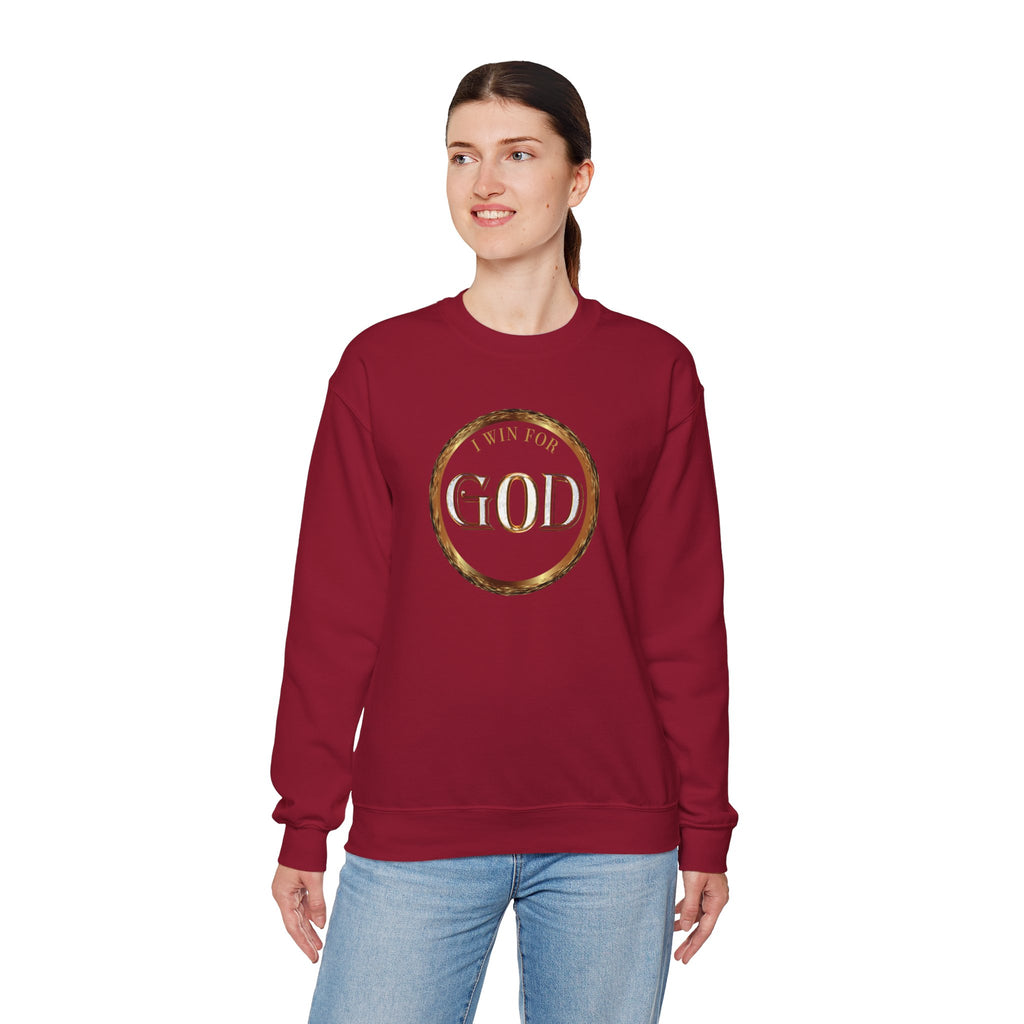 I Win For God Crewneck Sweatshirt — Christian Faith Inspirational Pullover