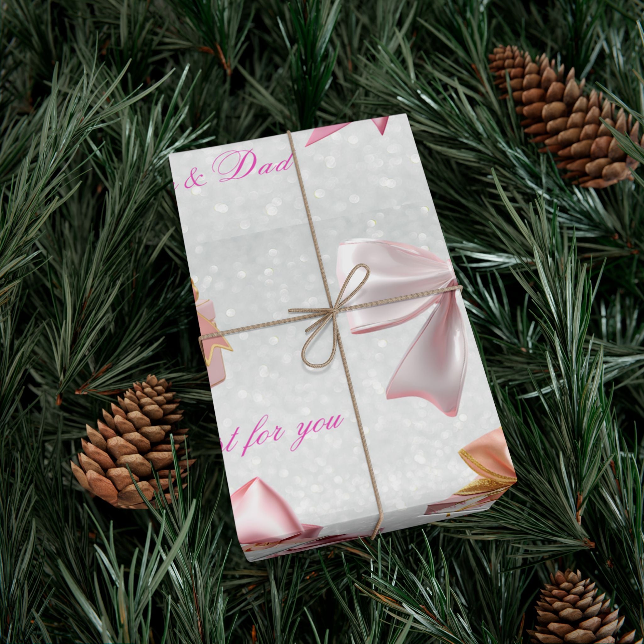 Personalized Christmas Gift Wrap Paper — Pretty Holiday Wrapping Sheets, 3 sizes, Satin Finish