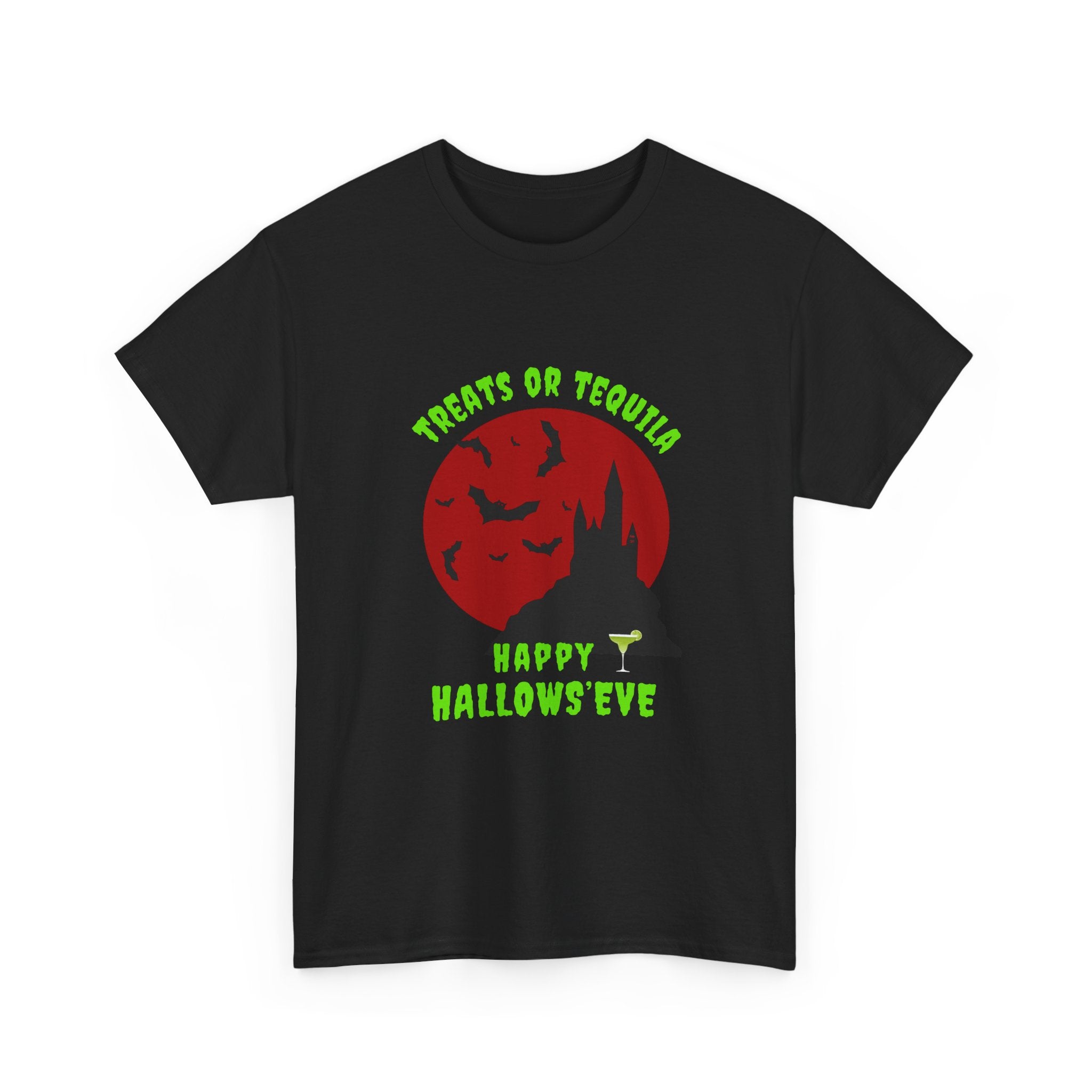 "Treats or Tequila" Halloween Unisex T'shirt,  Fun Drinks Halloween Party Wear