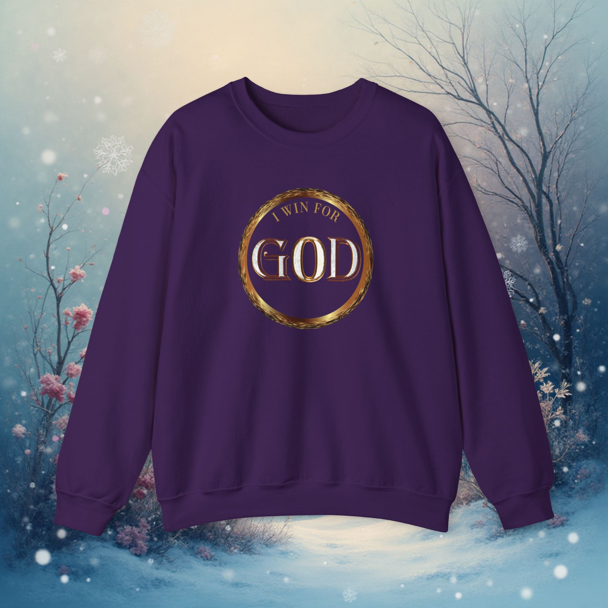 I Win For God Crewneck Sweatshirt — Christian Faith Inspirational Pullover