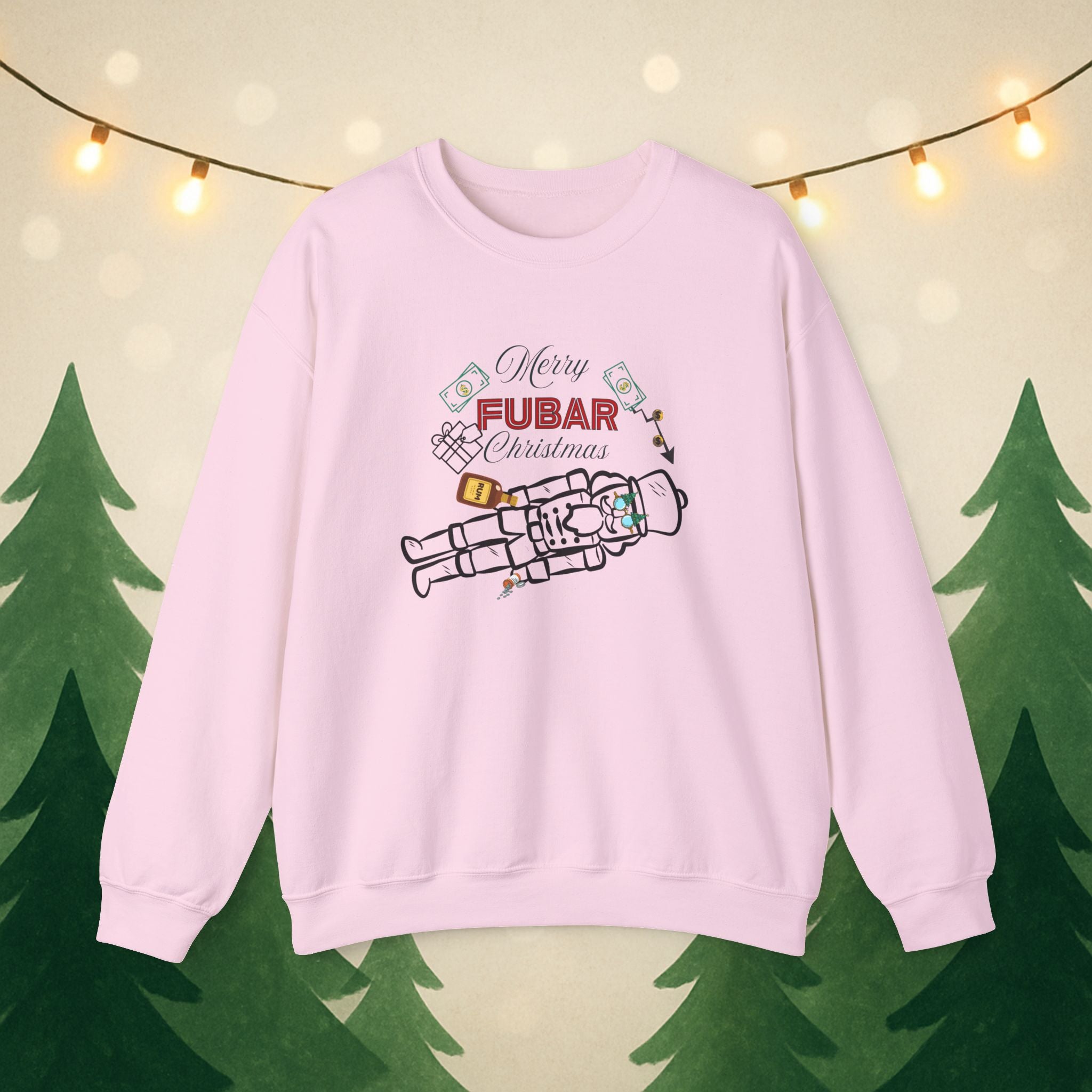 Nutty Nutcracker "Fubar" Christmas Crewneck Sweatshirt — Festive Holiday Sweater, Funny, Gift for Her or Him