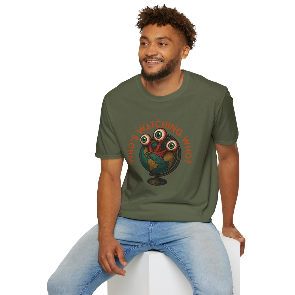 "3eyeAtlas" Who's Watching Who Unisex T-Shirt, Fun Thought-Full