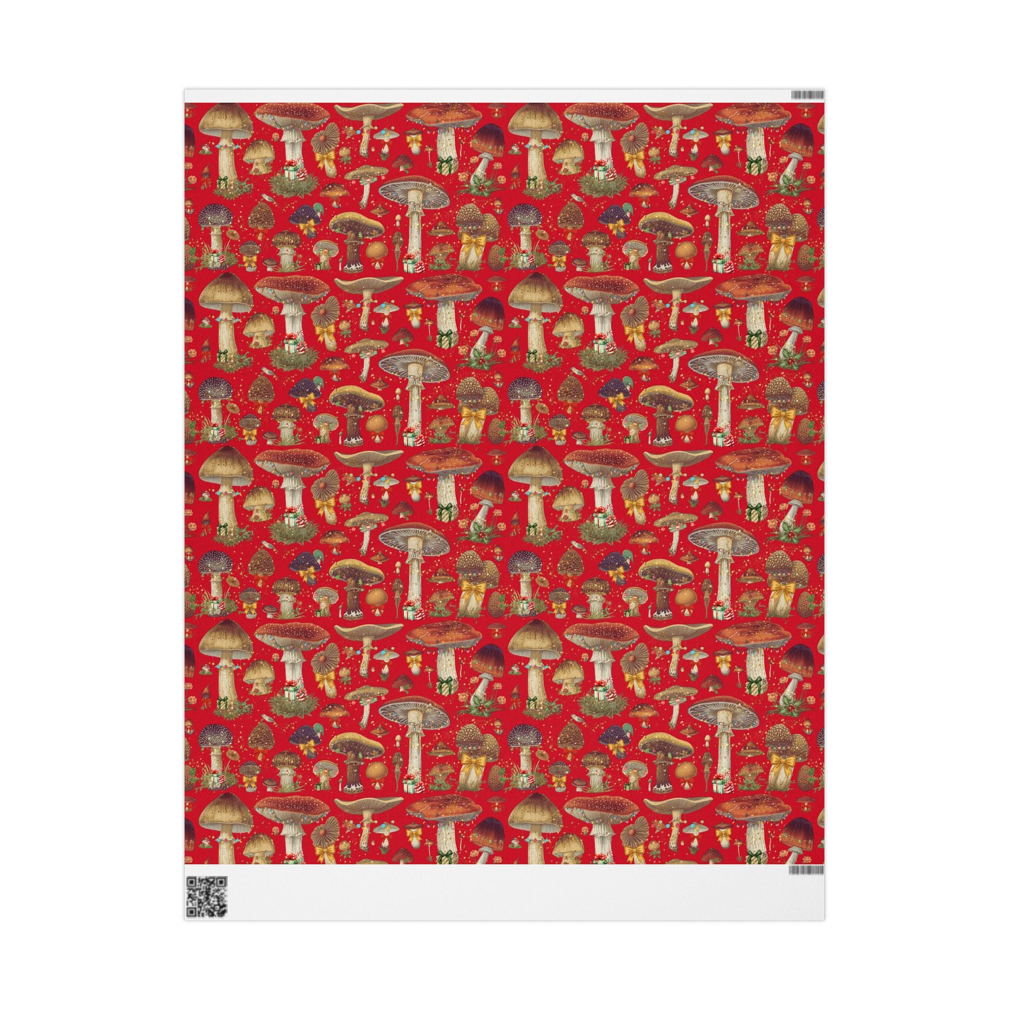 Christmas Magic Mushroom Wrapping Paper Roll — Red Holiday Gift Wrap, Unique gift wrapping