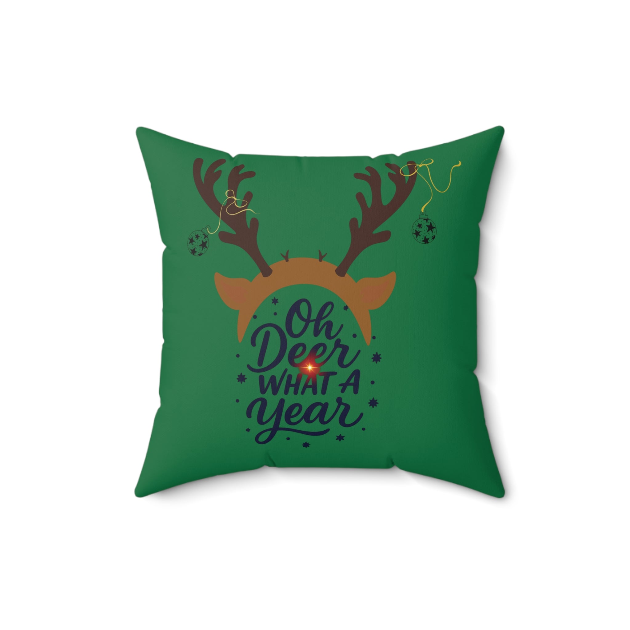 Christmas Reindeer & Tree Funny Saying Pillow — Faux Suede Double-Sided Holiday Throw Pillow