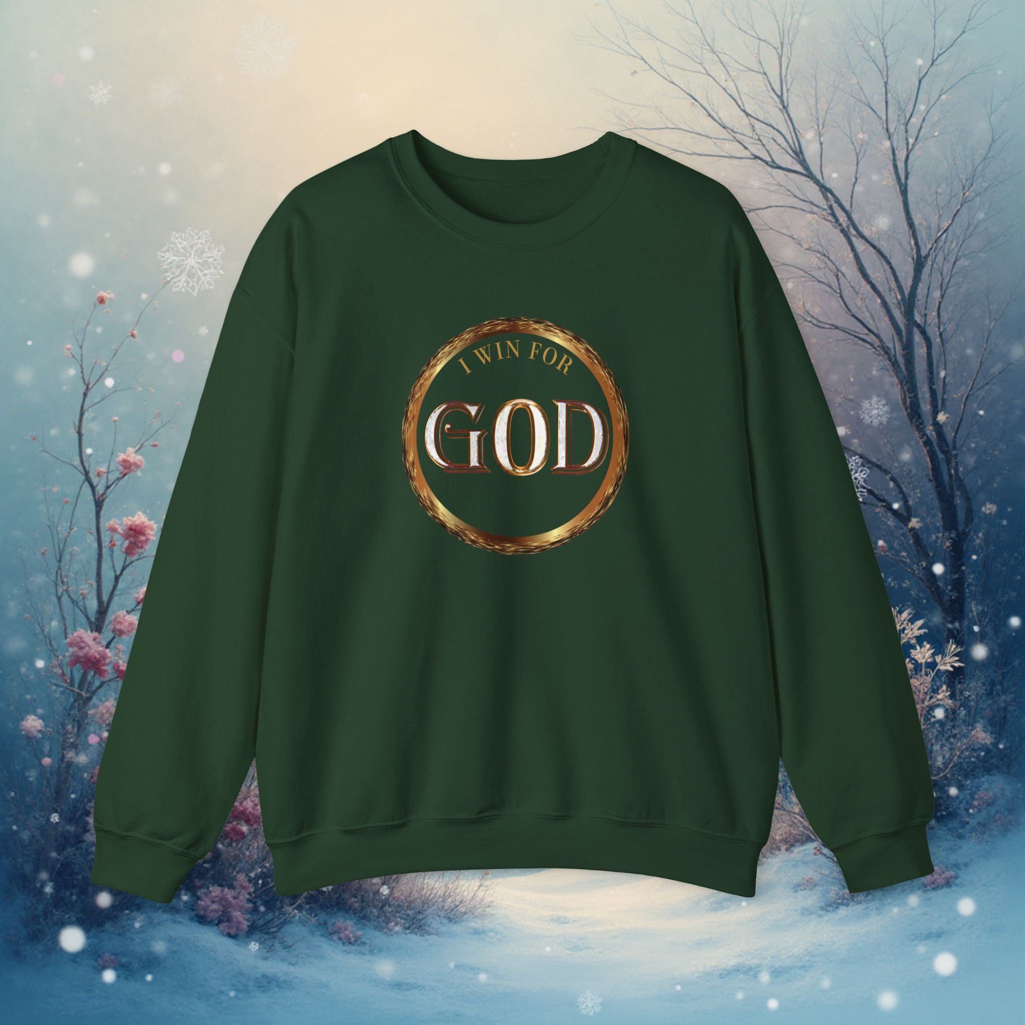 I Win For God Crewneck Sweatshirt — Christian Faith Inspirational Pullover