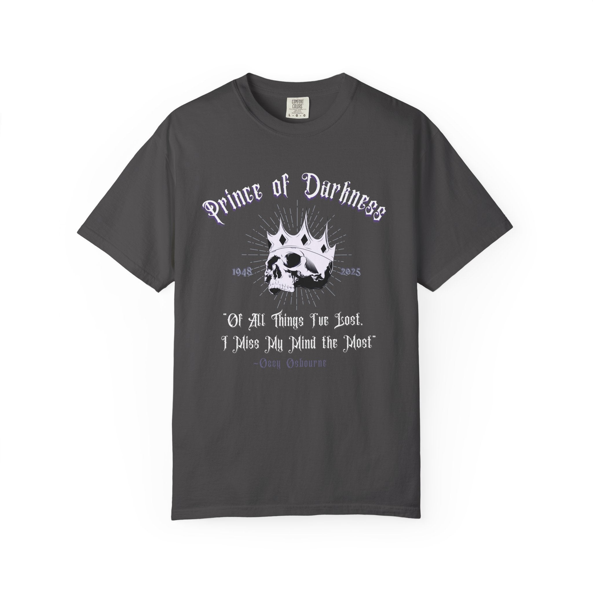 "Prince of Darkness" ode to Ozzy T-Shirt, Unisex Skulls Tee, Gothic Clothing, Dark Aesthetic Fashion, Halloween Apparel, Alternative Gift Ideas