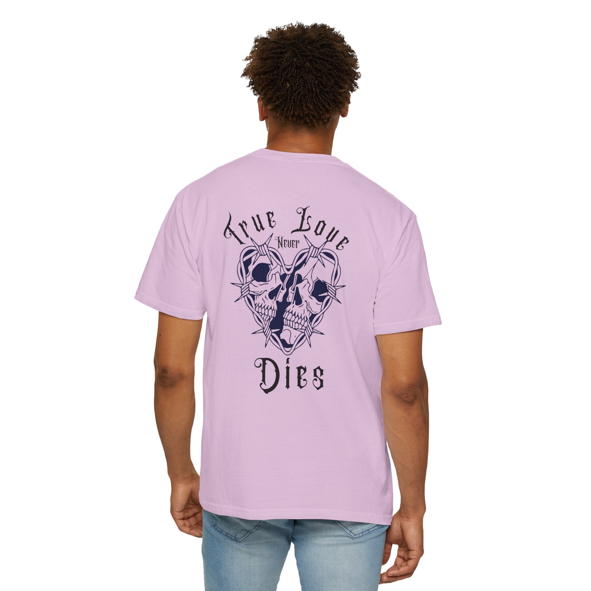 " True Love Never Dies" Halloween Personalized Skull Graphic Tee, Fun Gift for Him or Her