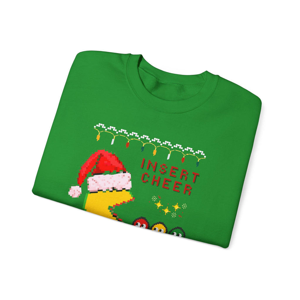 Merry Pac-Man Holiday Sweatshirt — "Insert Cheer" Retro Gamer Christmas Crewneck