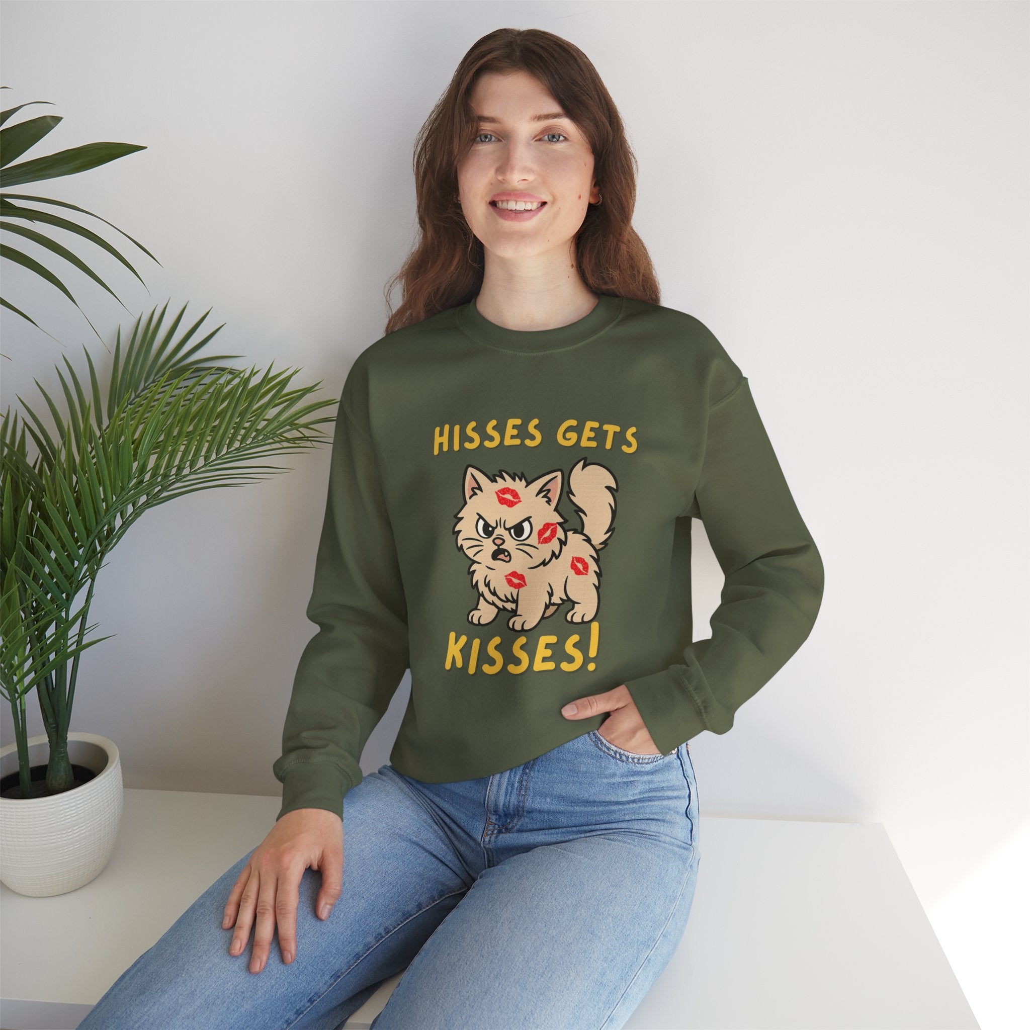 'Hisses Gets Kisses" Unisex Sweatshirt | Supporting Cat Rescues