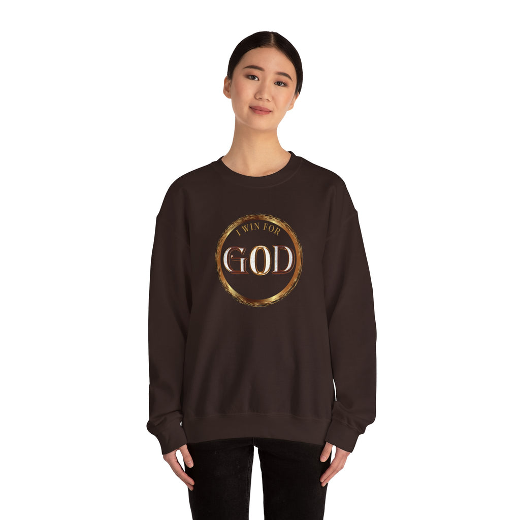 I Win For God Crewneck Sweatshirt — Christian Faith Inspirational Pullover