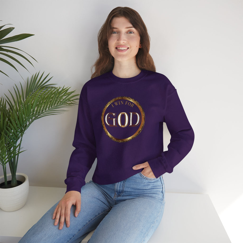 I Win For God Crewneck Sweatshirt — Christian Faith Inspirational Pullover