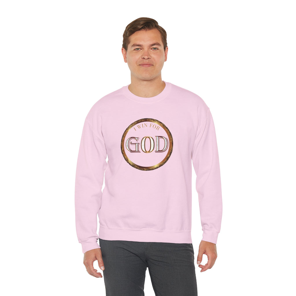 I Win For God Crewneck Sweatshirt — Christian Faith Inspirational Pullover