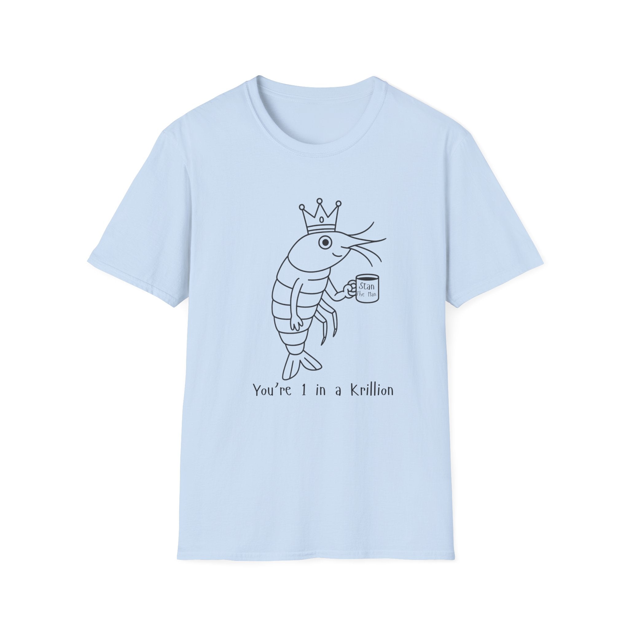 Funny Shrimp King T-Shirt, Unisex Softstyle Tee, Seafood Lover Gift, Quirky Beachwear, Humorous Summer Apparel