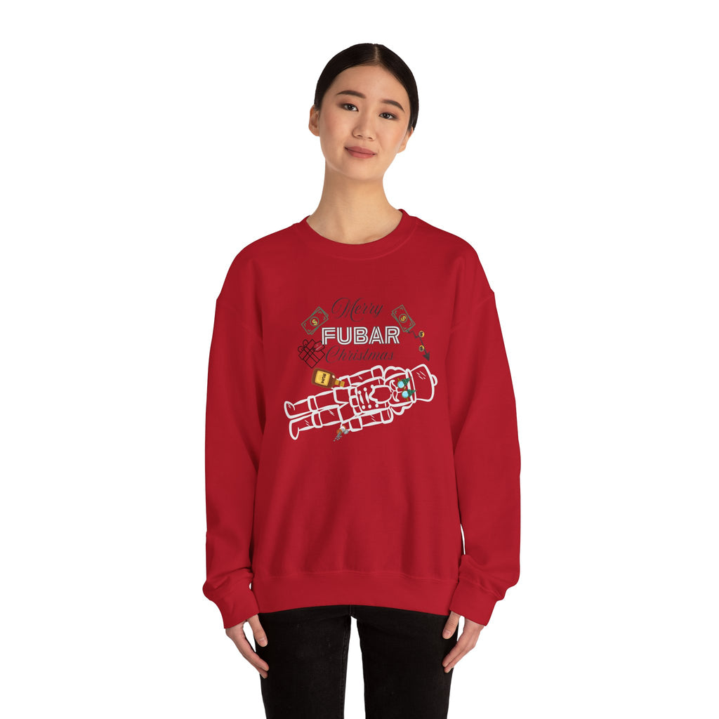 Nutty Nutcracker "Fubar" Christmas Crewneck Sweatshirt — Festive Holiday Sweater, Funny, Gift for Her or Him