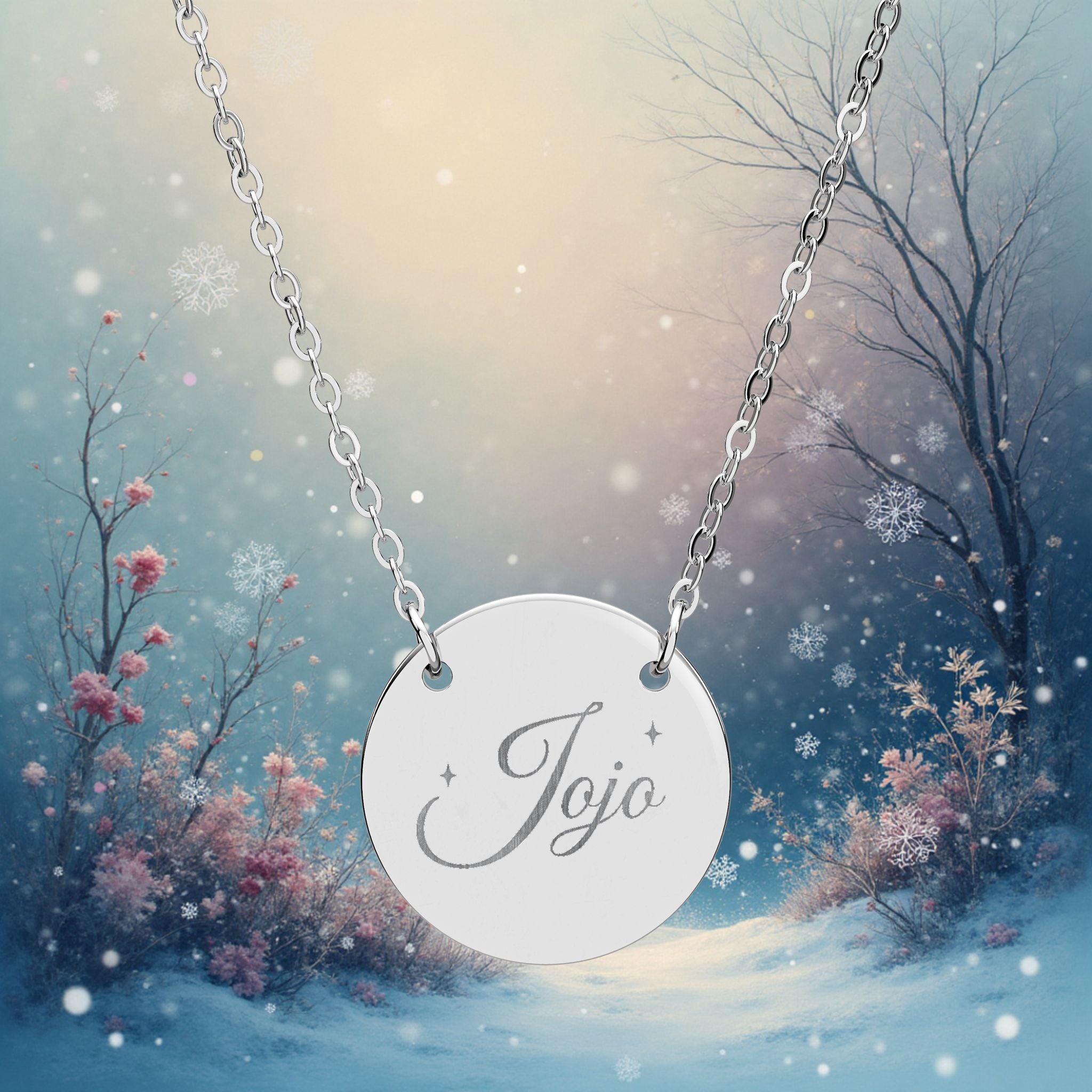 Engraved Circle Necklace — , Custom Initials,/Name/ Cross or Astrology zodiac signs, 18 k gold pvd, 18k rose gold pvd,