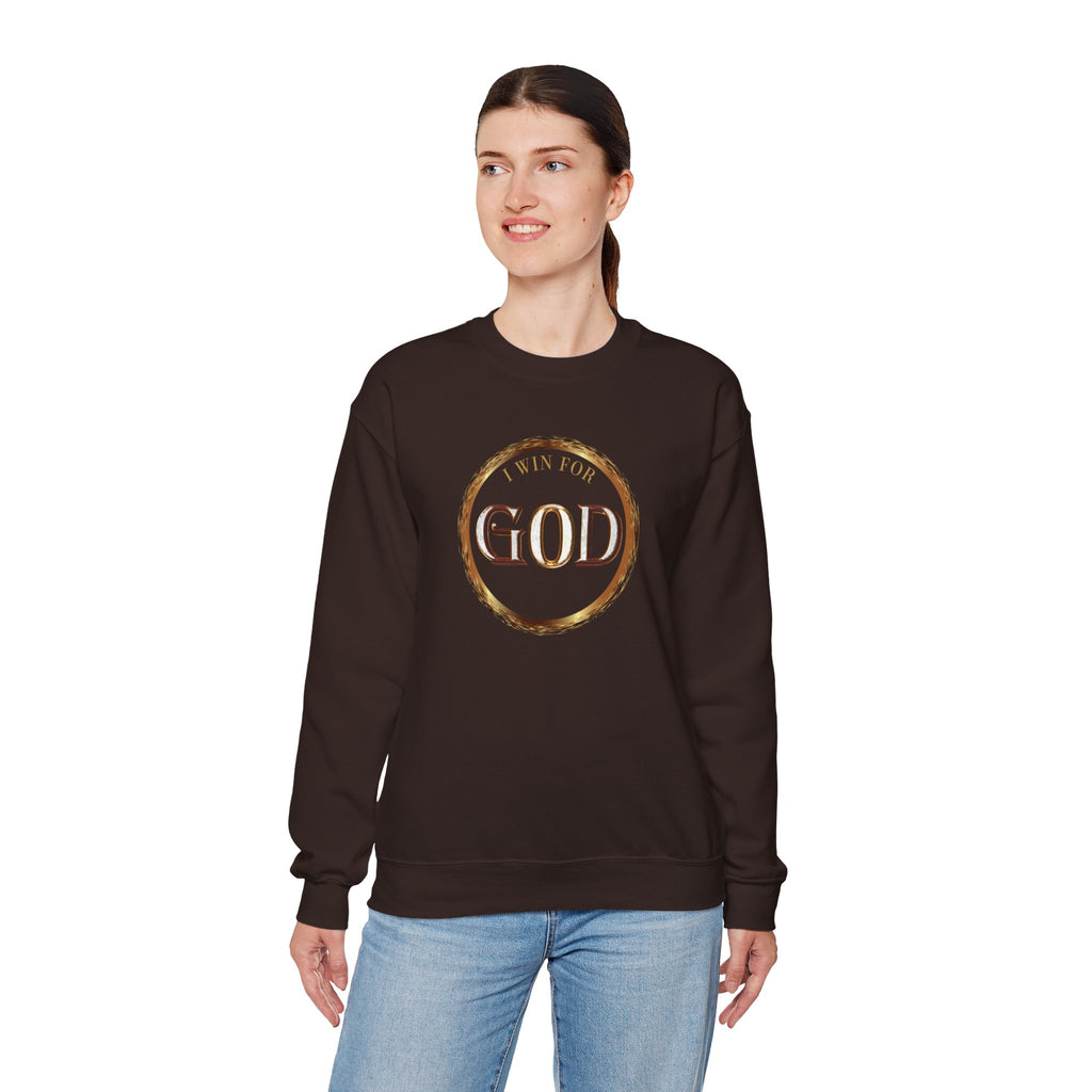 I Win For God Crewneck Sweatshirt — Christian Faith Inspirational Pullover