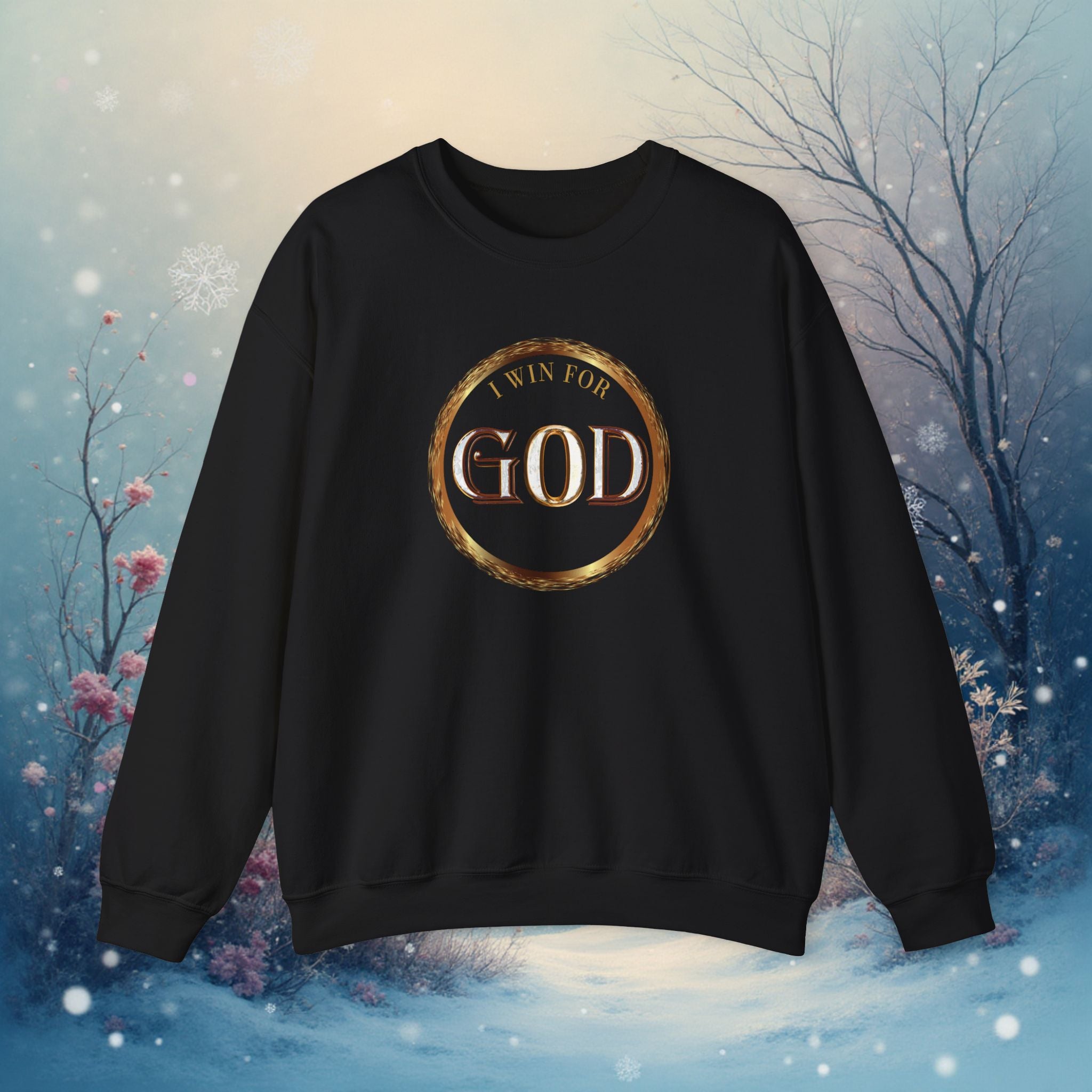 I Win For God Crewneck Sweatshirt — Christian Faith Inspirational Pullover