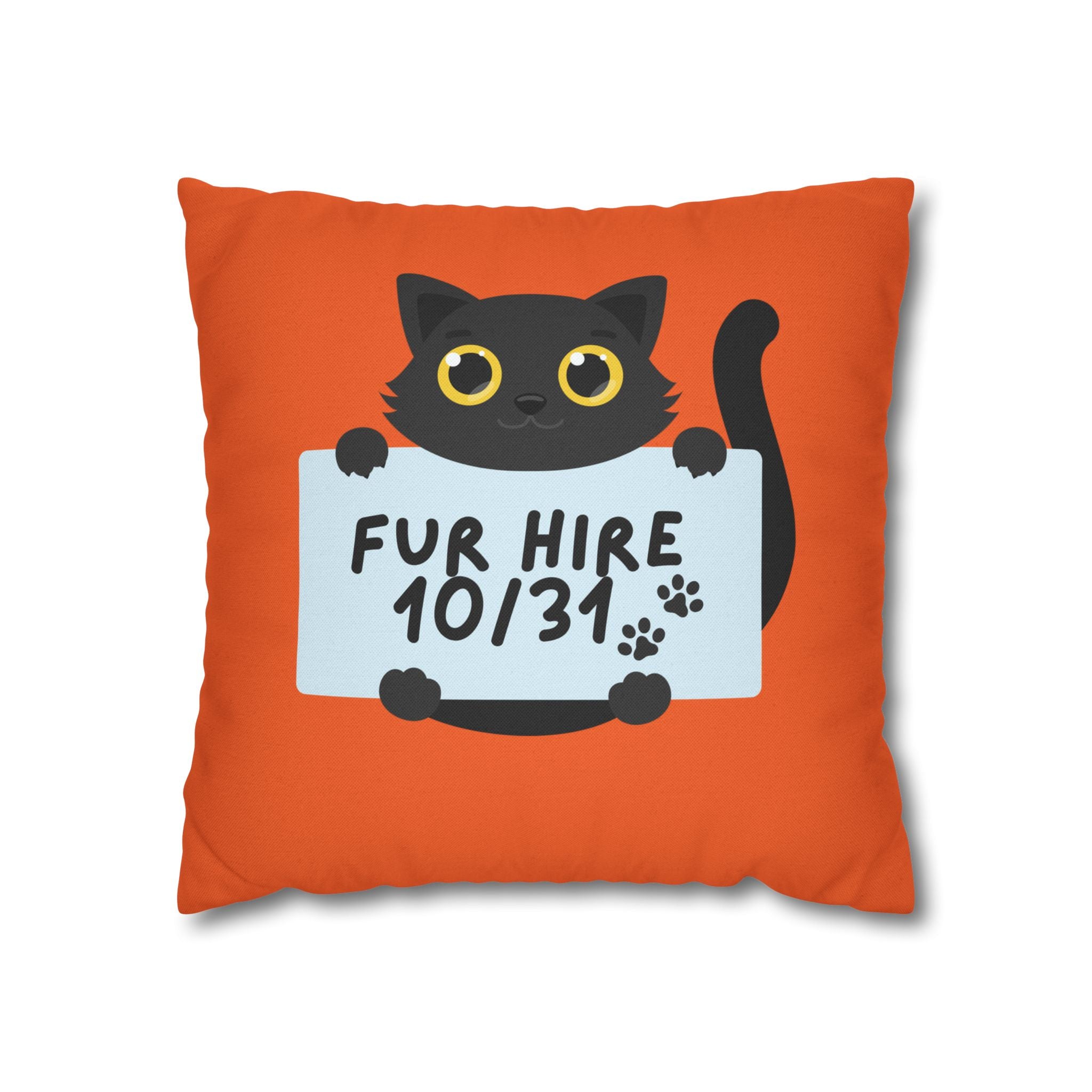 "Feral" and " Fur Hire" Cat Reversible Halloween Pillowcase, 3 sizes