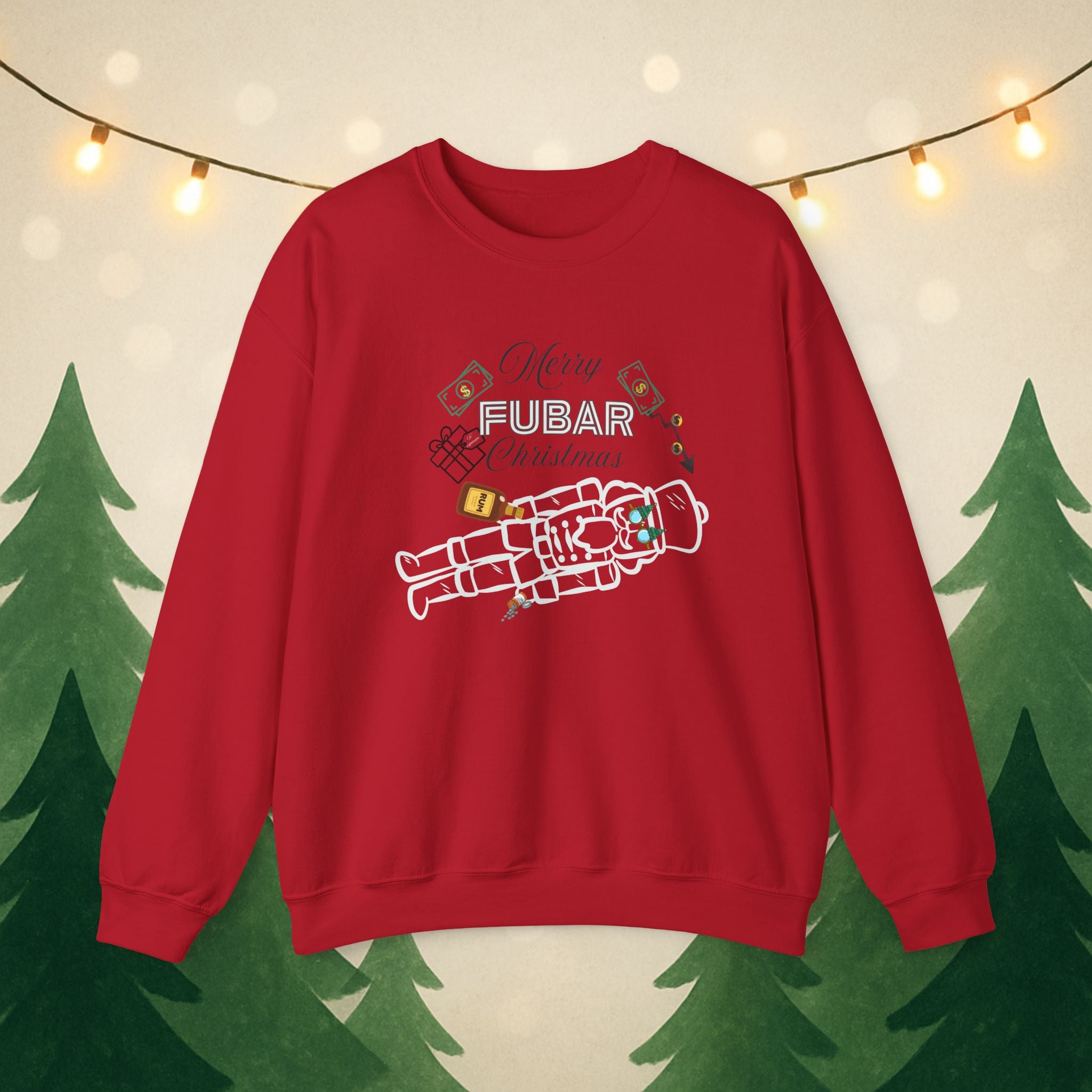 Nutty Nutcracker "Fubar" Christmas Crewneck Sweatshirt — Festive Holiday Sweater, Funny, Gift for Her or Him