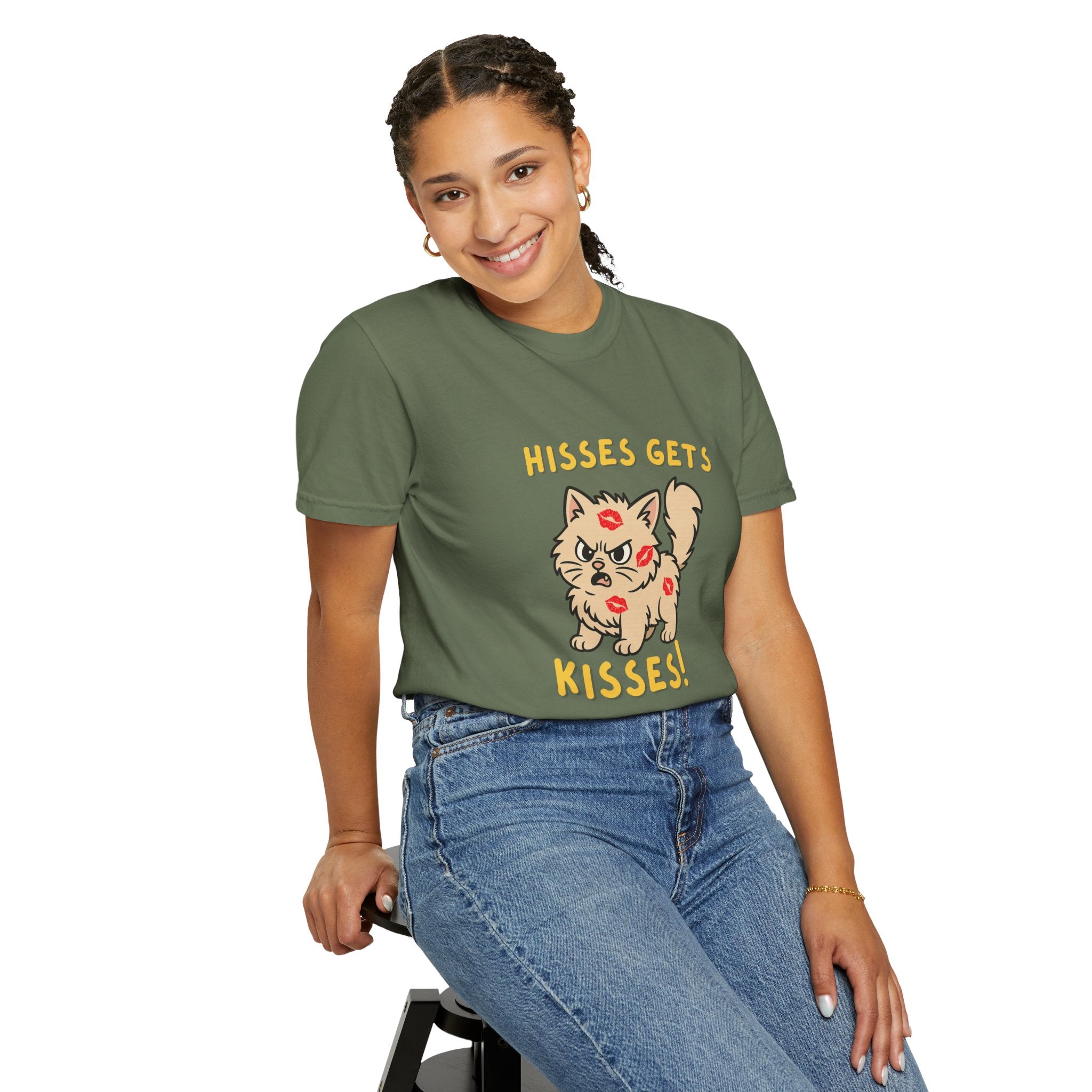 "Hisses Gets Kisses" Unisex Garment-Dyed T-Shirt,  Animal Lover Gift, Supporting Animal Rescues