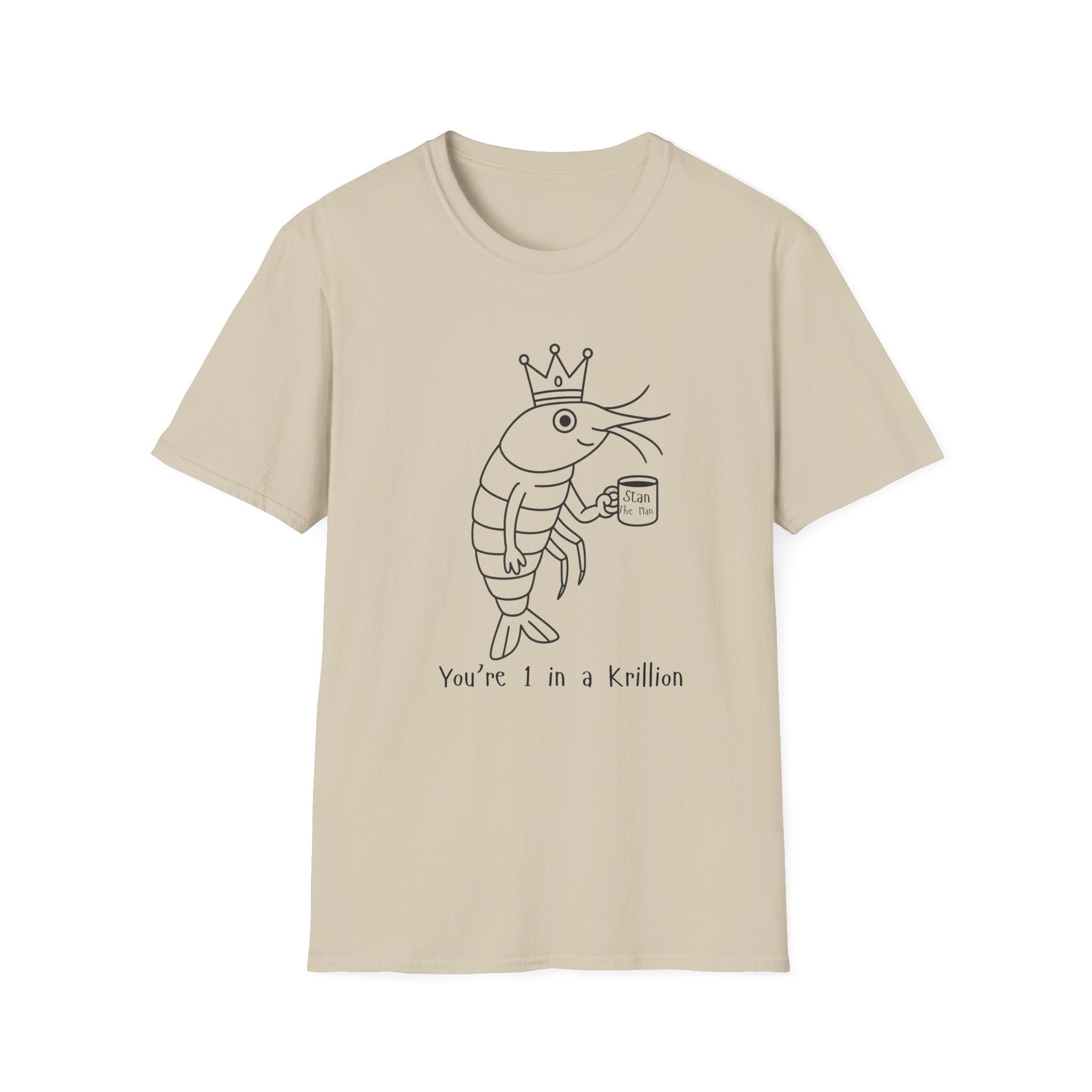 Funny Shrimp King T-Shirt, Unisex Softstyle Tee, Seafood Lover Gift, Quirky Beachwear, Humorous Summer Apparel