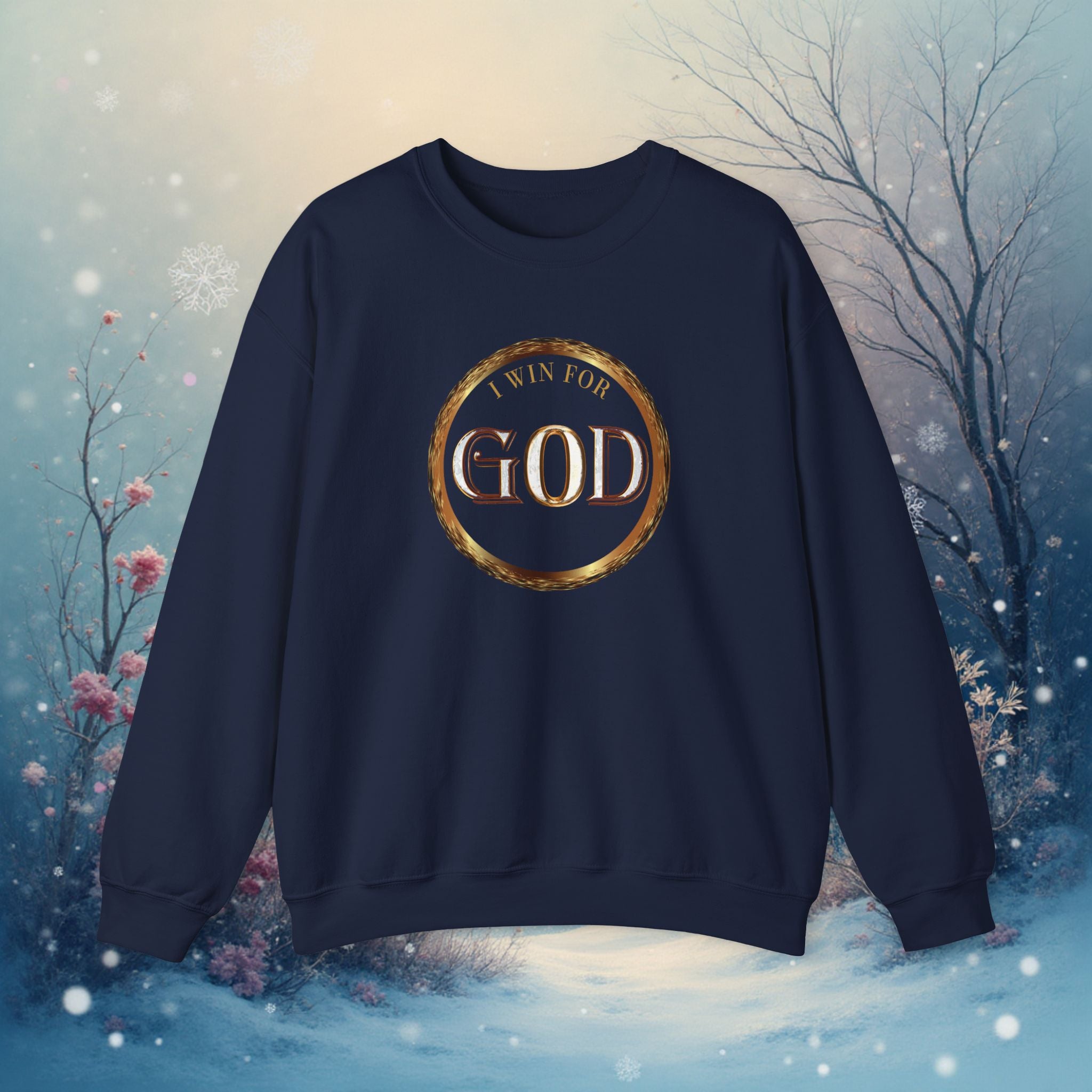 I Win For God Crewneck Sweatshirt — Christian Faith Inspirational Pullover