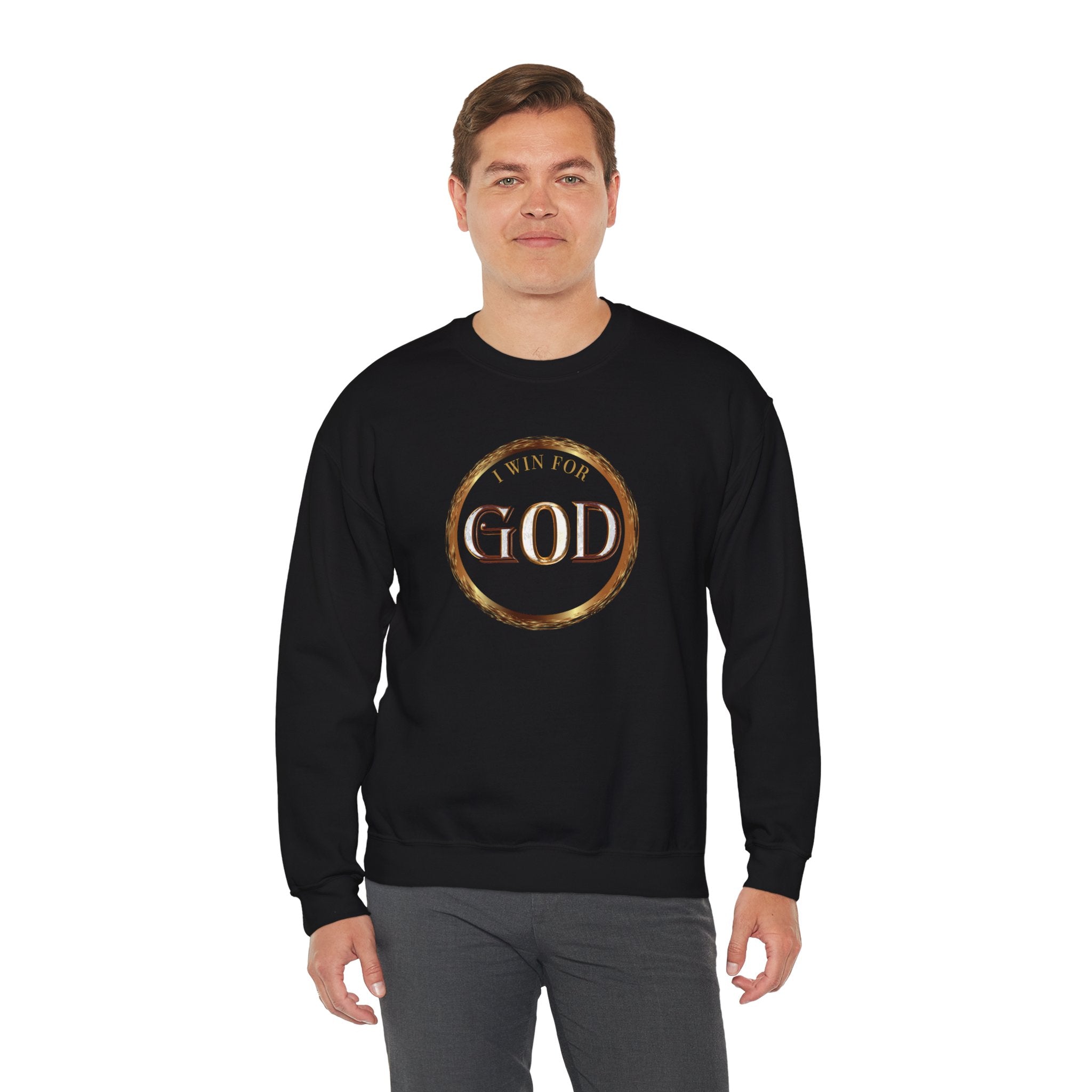 I Win For God Crewneck Sweatshirt — Christian Faith Inspirational Pullover