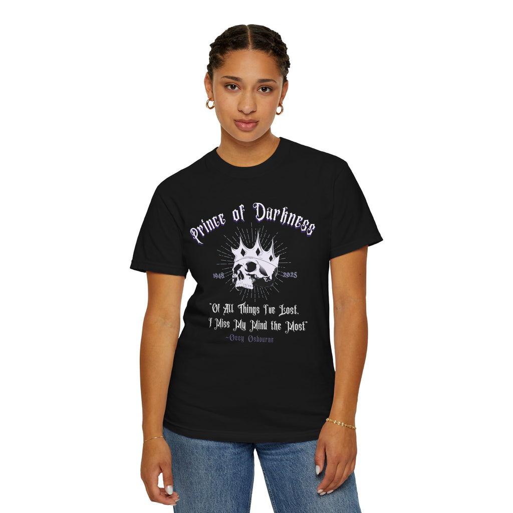 "Prince of Darkness" ode to Ozzy T-Shirt, Unisex Skulls Tee, Gothic Clothing, Dark Aesthetic Fashion, Halloween Apparel, Alternative Gift Ideas