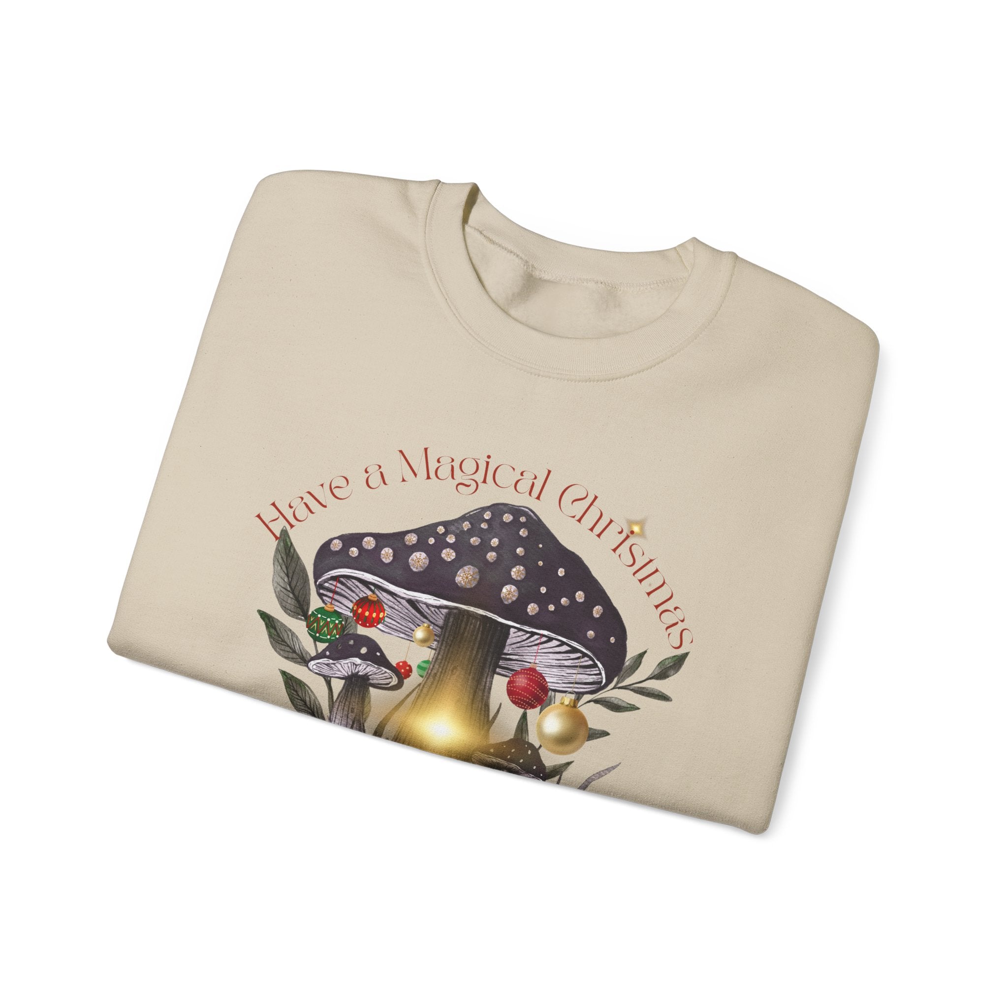 Magic Mushroom Holiday Sweatshirt — "There's a Light in the Center" Cozy, Magic Vintage Mushroom Christmas