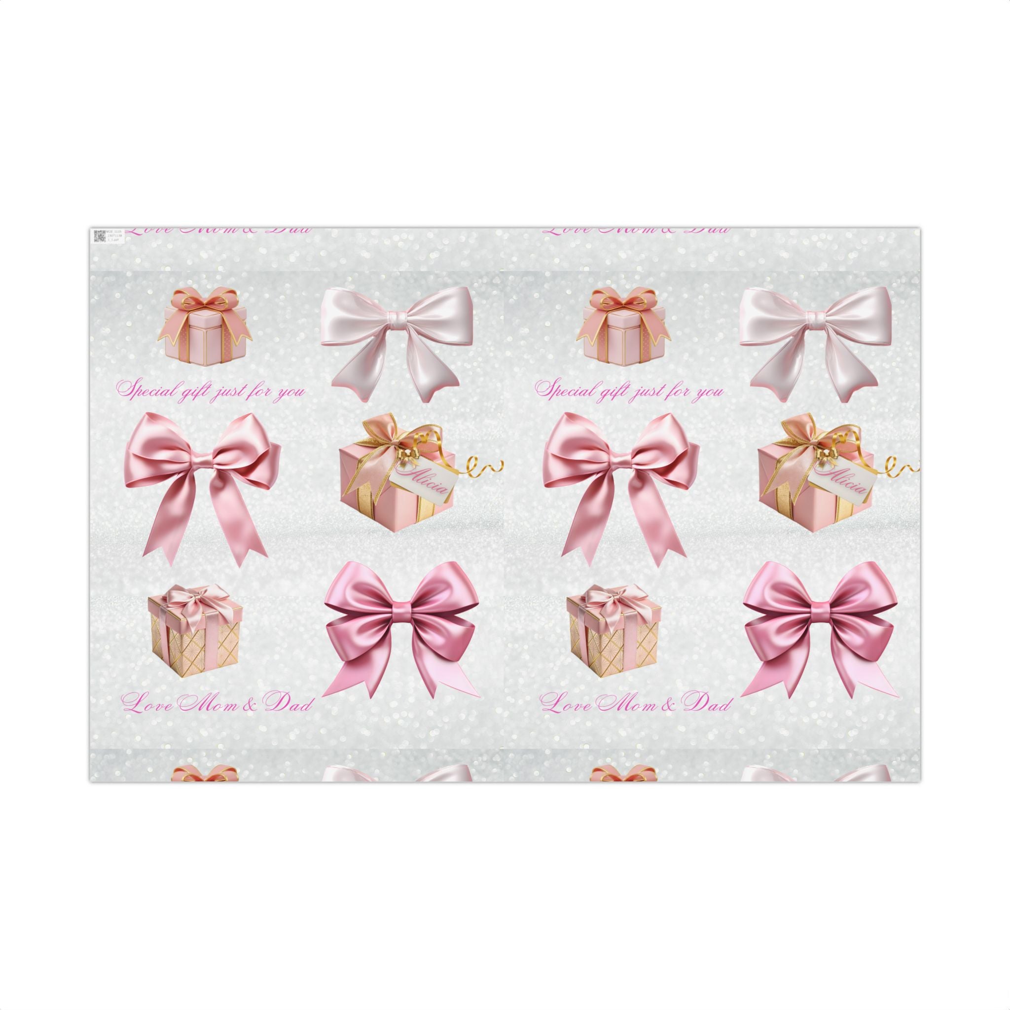 Personalized Christmas Gift Wrap Paper — Pretty Holiday Wrapping Sheets, 3 sizes, Satin Finish